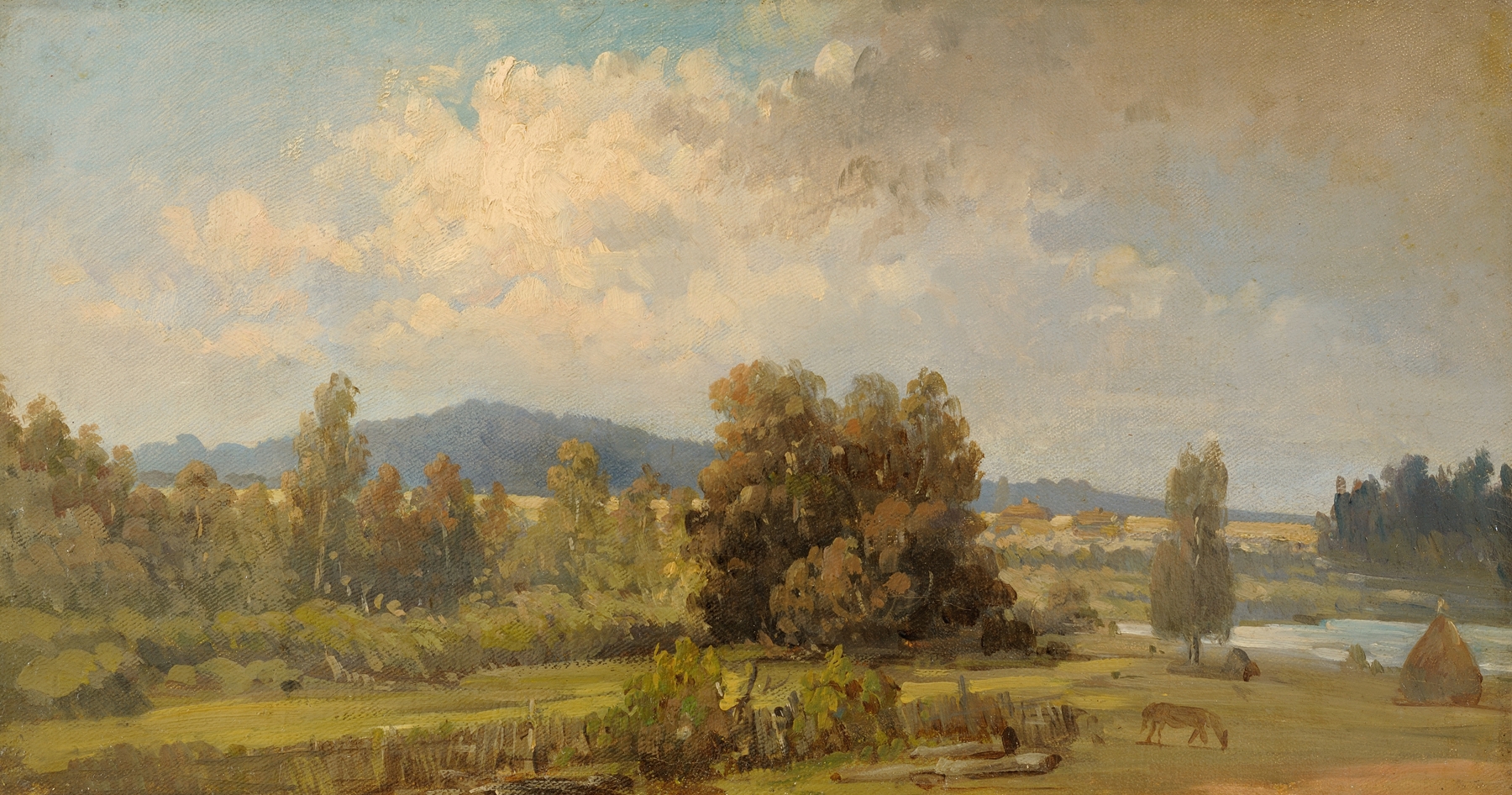 Landscape of Blauberg near Wolmar, oil painting by Julie Wilhelmine Hagen-Schwarz