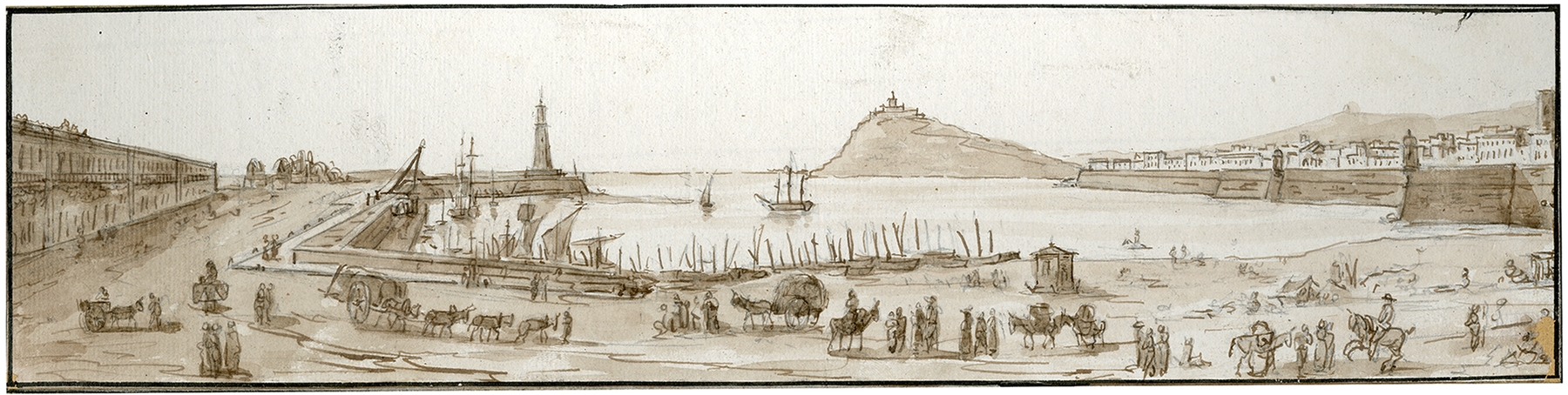 Marine scene depicting the harbor of Barcelona, oil painting by Otto Howen