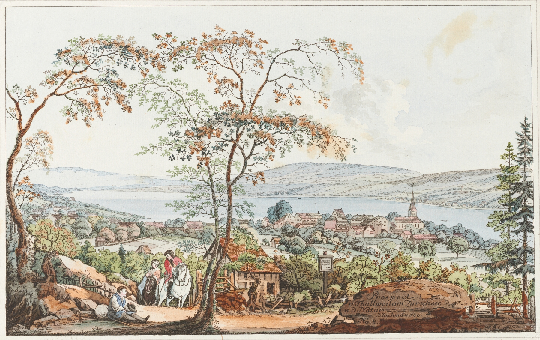 Landscape of Zürichsee by Johann Jakob Aschmann, oil on canvas