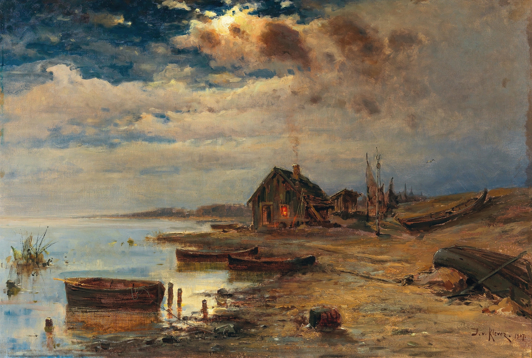 Scene at dusk on the Baltic coast, by Julius Sergius Klever, public domain