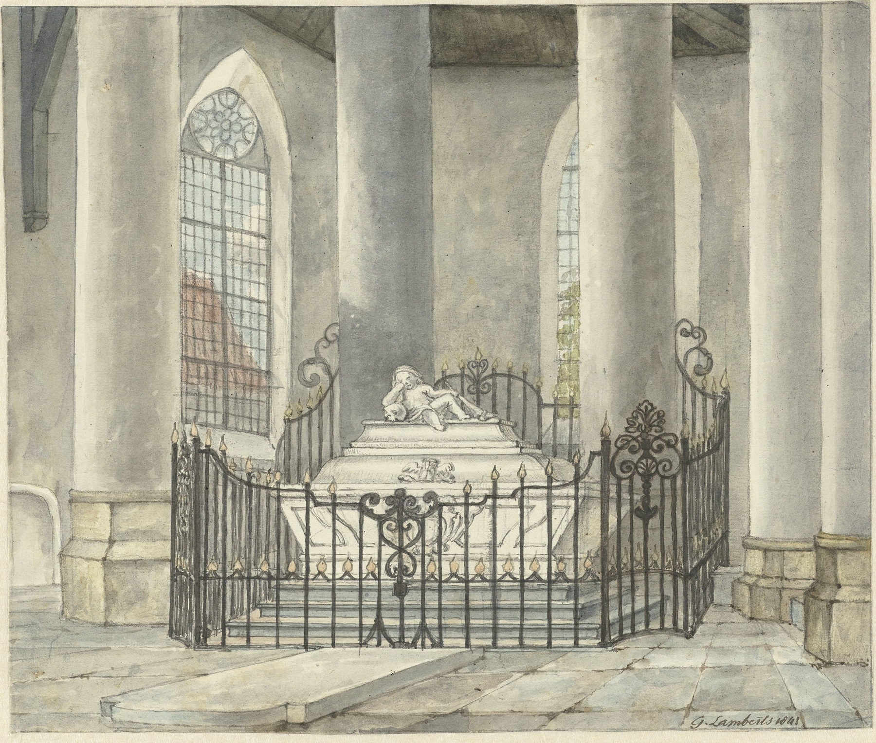 Gravestone of Catharina Alida van der Dussen, architecture by Gerrit Lamberts, 1843