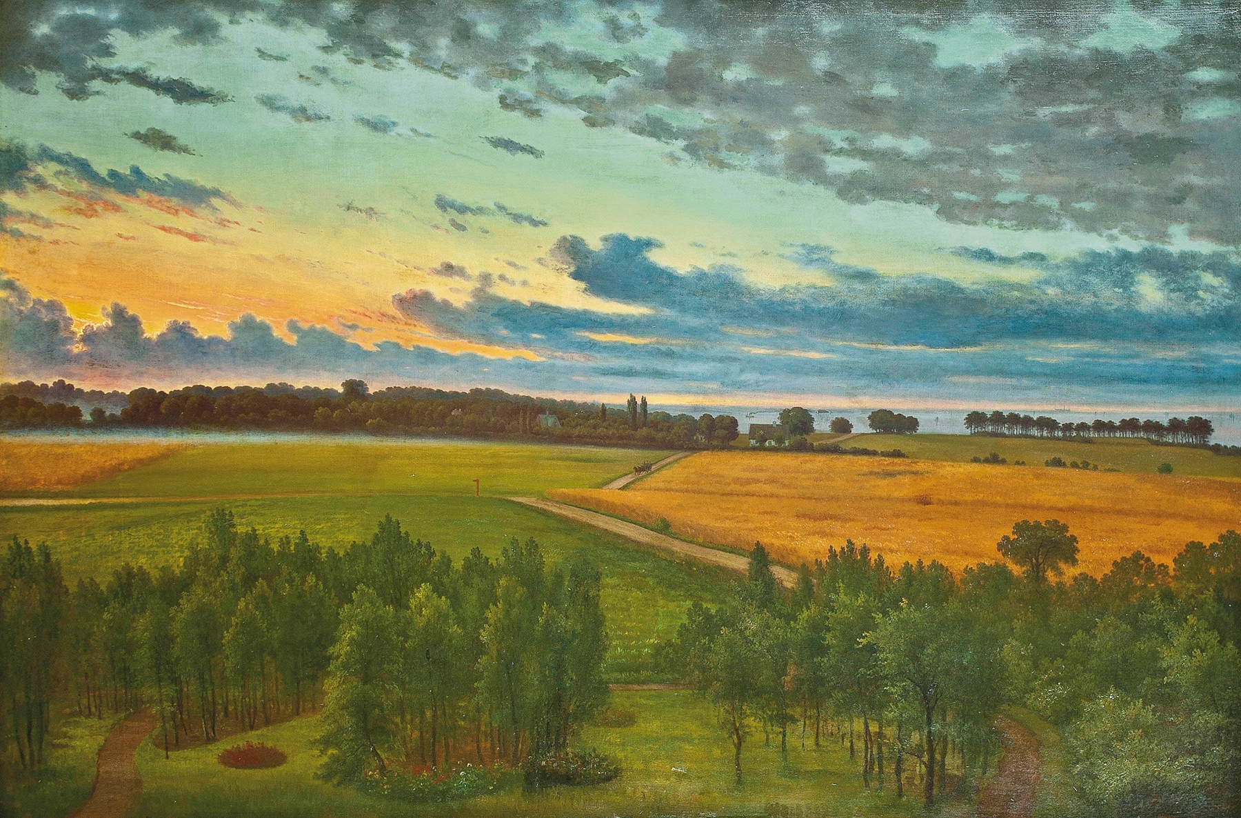 Returning from the coast at dusk, by Christian Bernh Severin Berthelsen, public domain