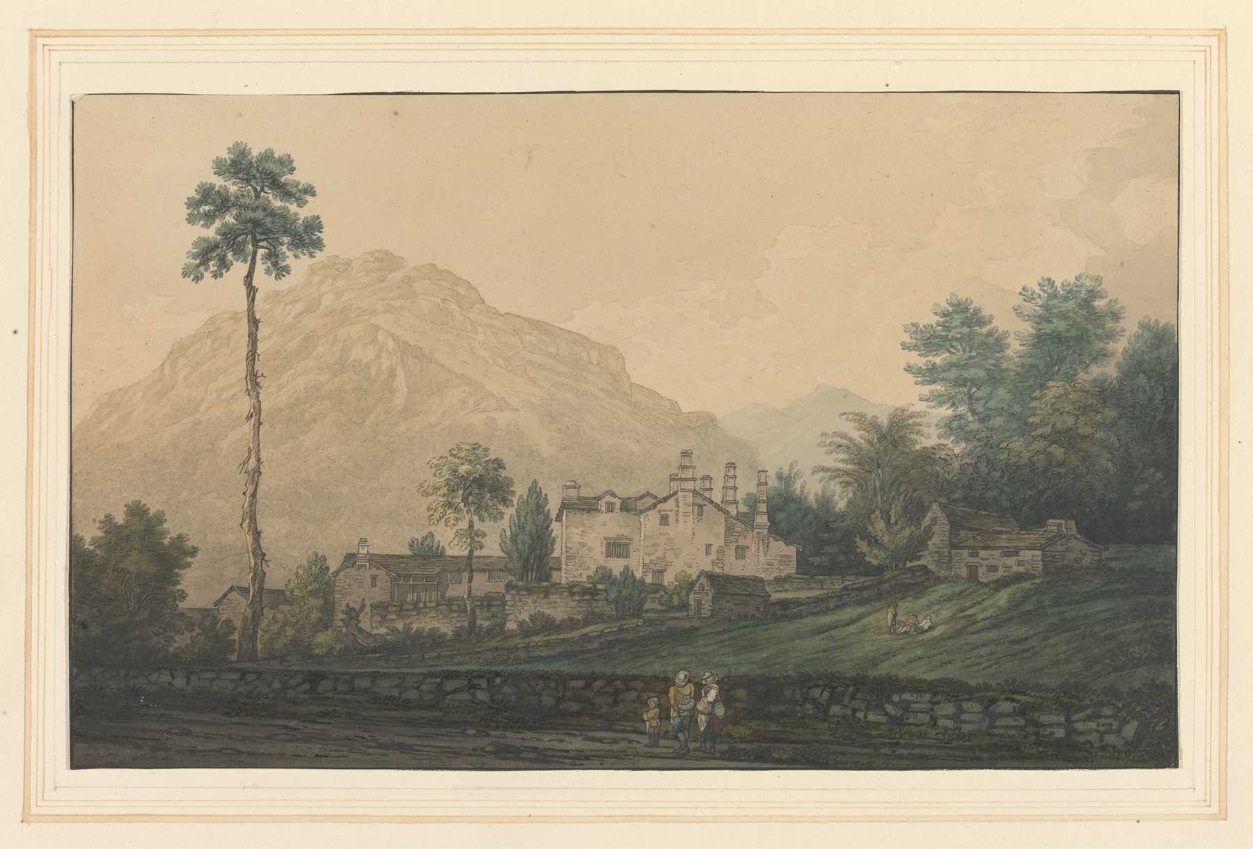 Landscape of a serene lake and distant hills, oil on canvas by Joseph Farington
