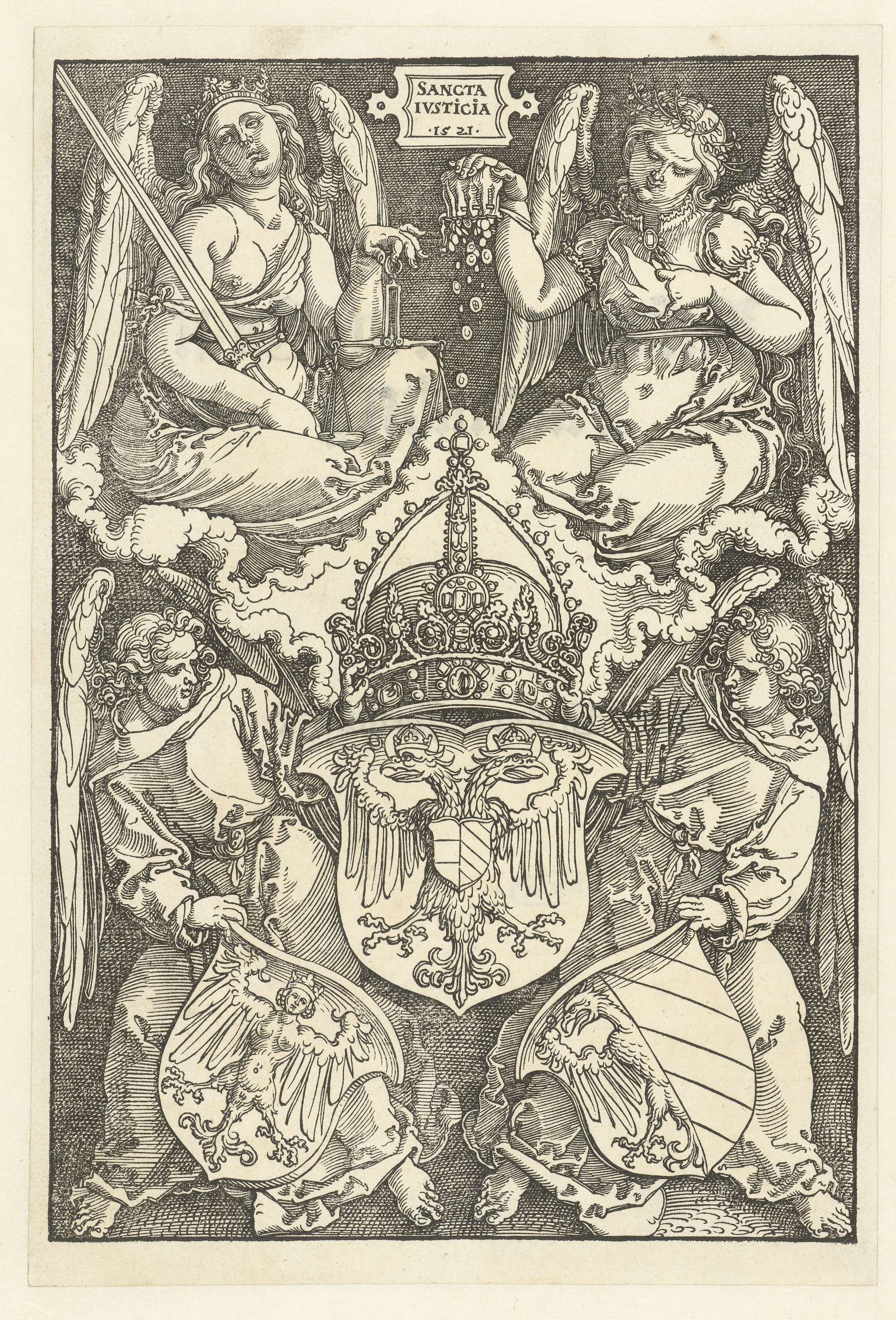 Allegory with imperial coat of arms and Nuremberg shields, Albrecht Dürer, unknown medium