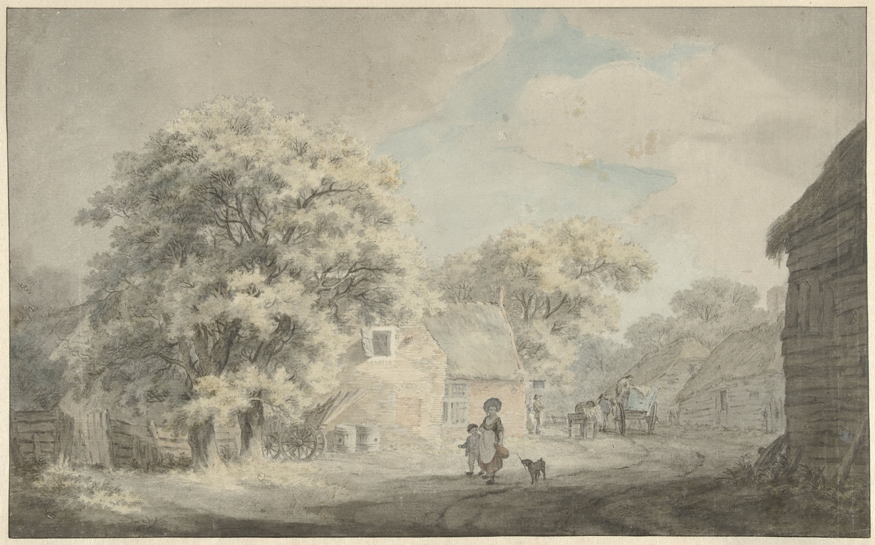 Landscape featuring hills and a village by Franciscus Andreas Milatz, oil painting