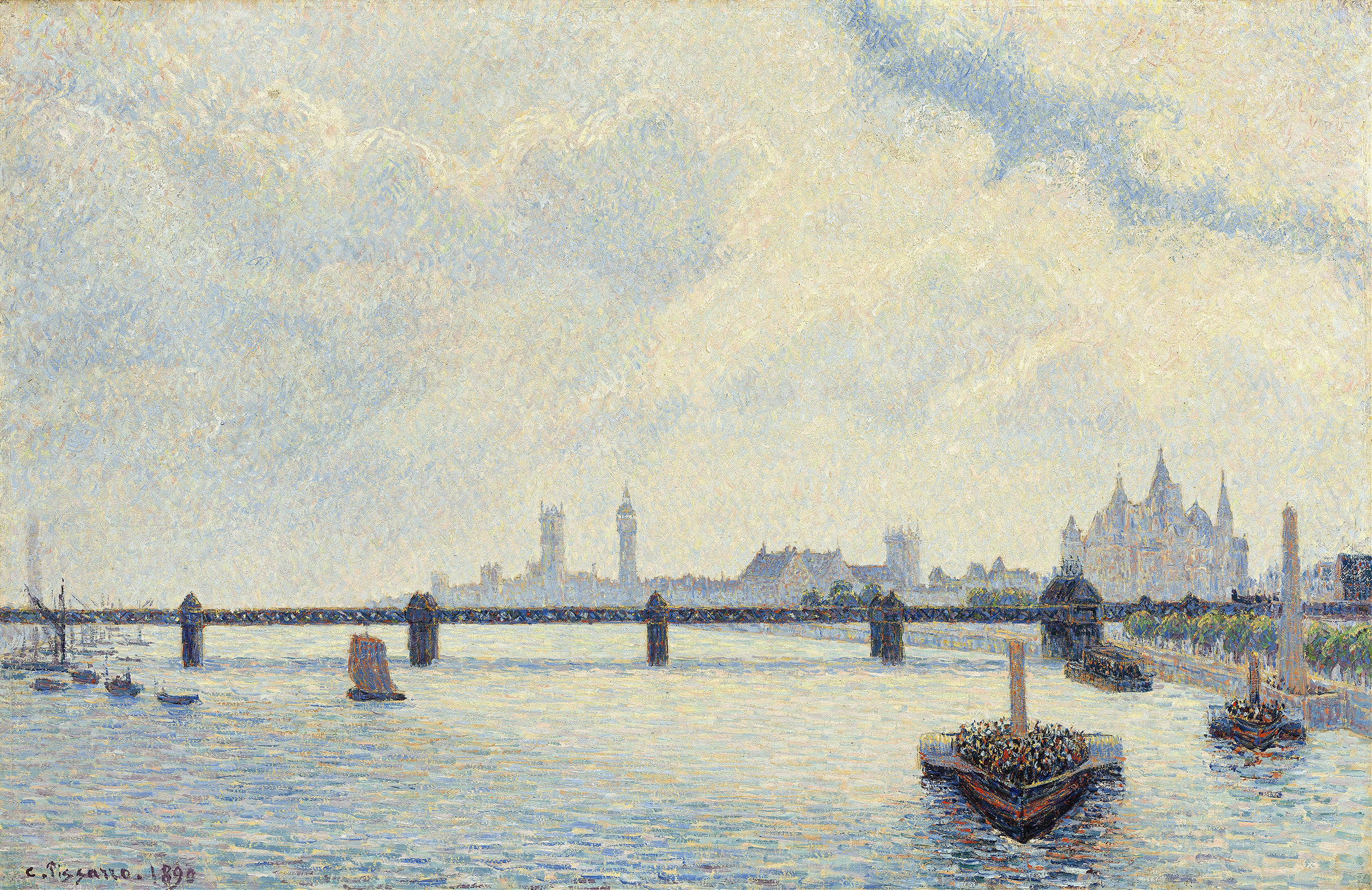 Charing Cross Bridge,London, by Camille Pissarro, public domain