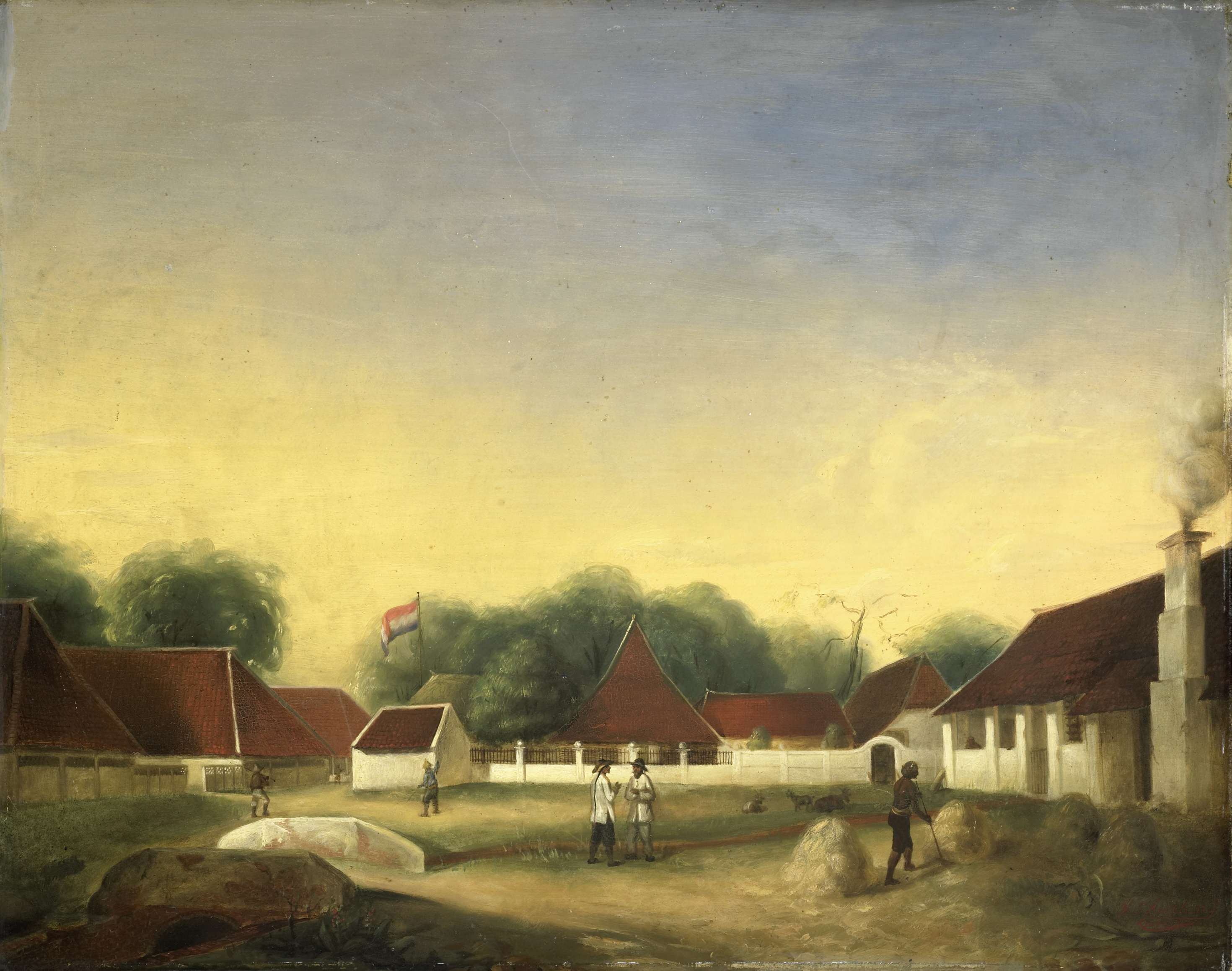 A Sugar Factory on Java, oil on panel by H.Th. Hesselaar