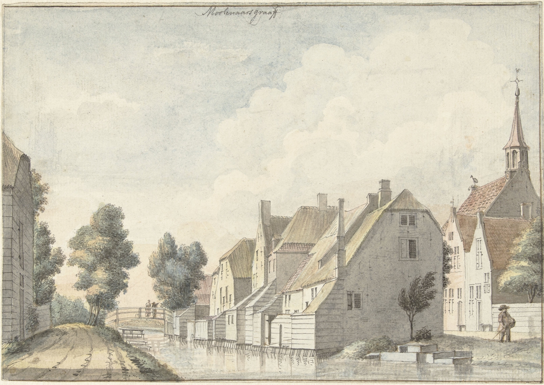 Landscape of Het dorp Molenaarsgraaf in de Alblasserwaard, oil on canvas by Joseph Adolf Schmetterling