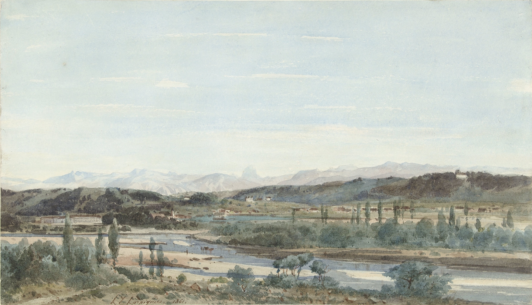 Landscape with a River Valley in the South of France by Henri-Joseph Harpignies, oil painting