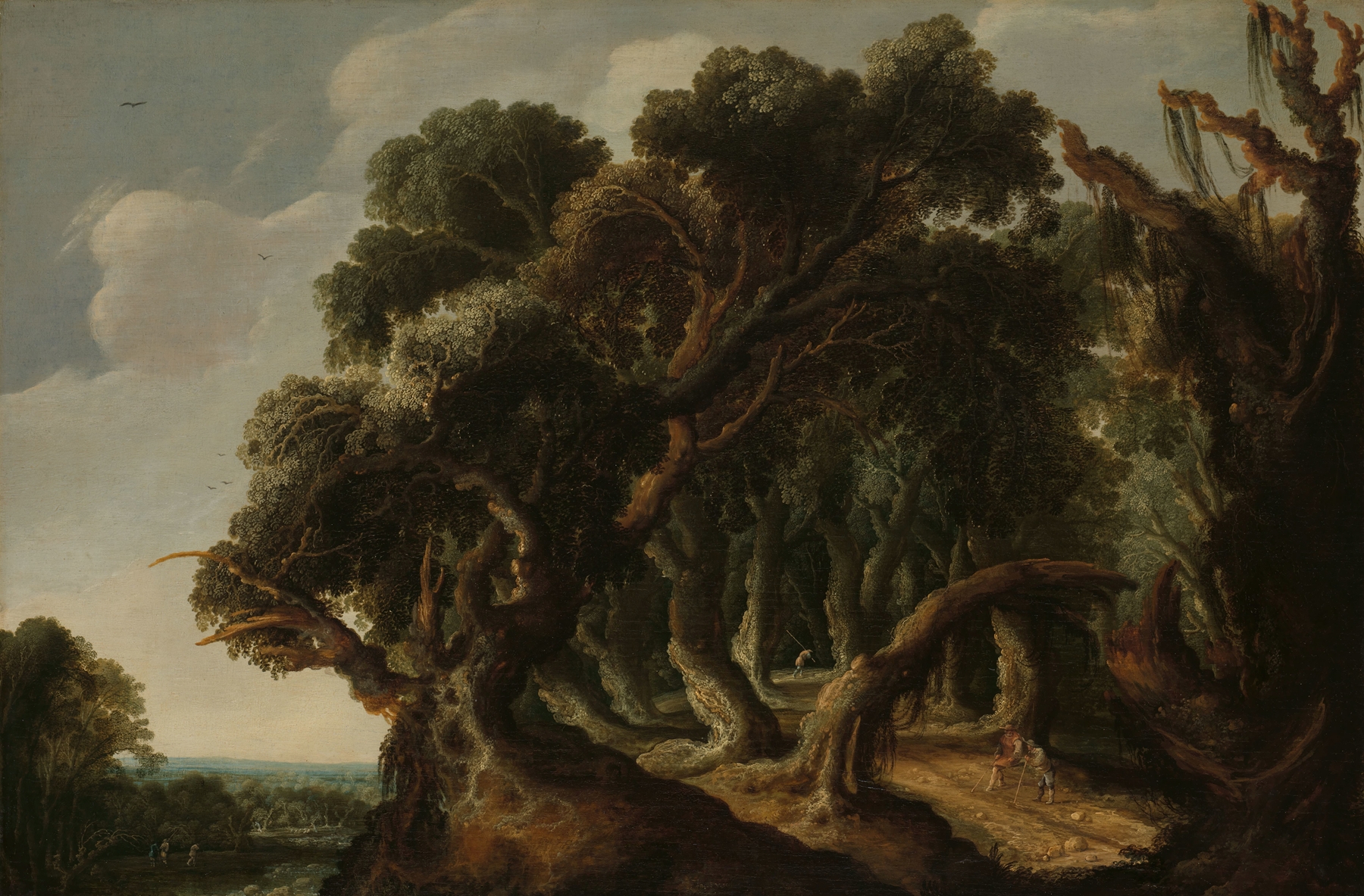 Wooded Landscape by Jacob van Geel, oil painting depicting a serene forest with dappled light.