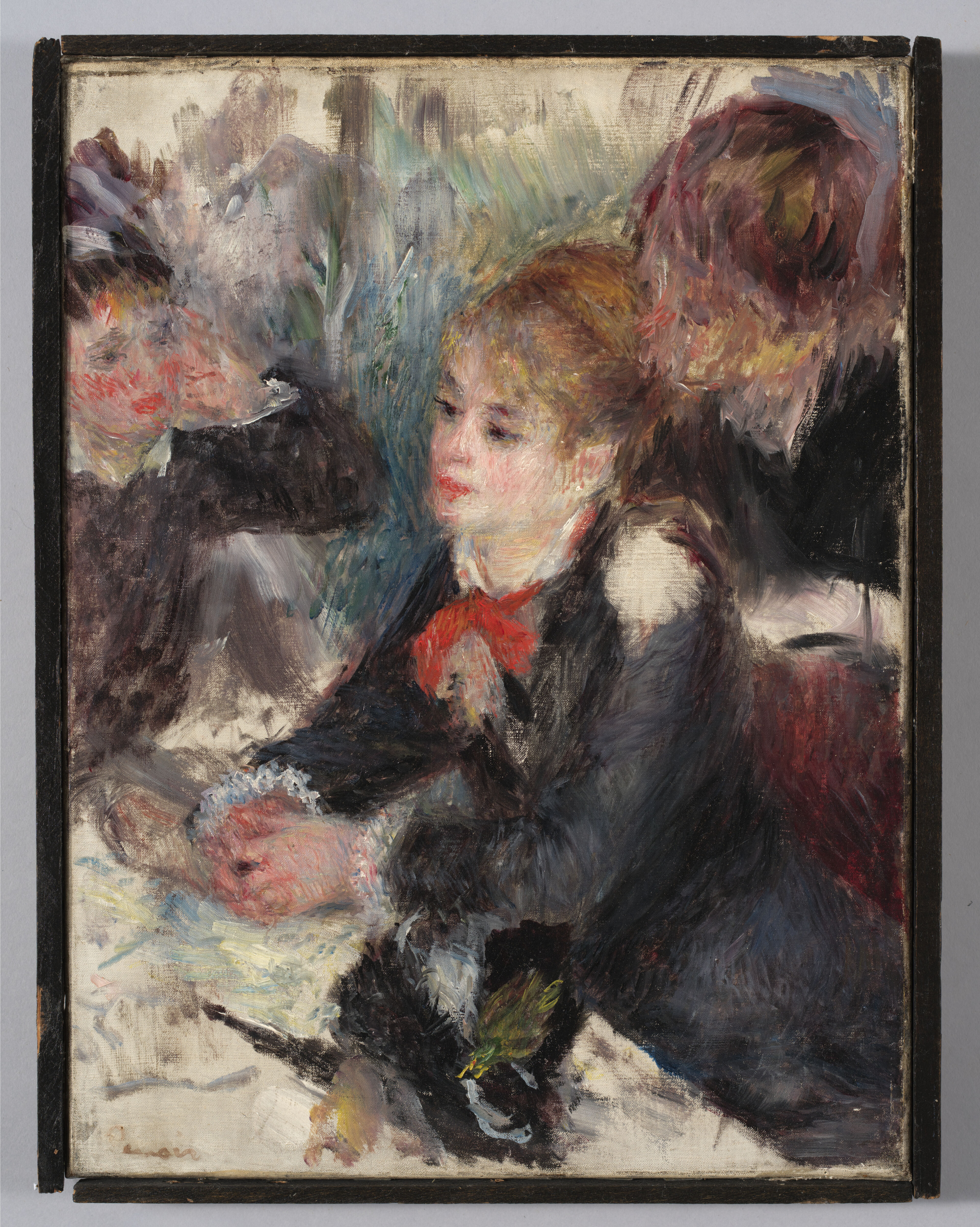 At the Milliner's by Pierre-Auguste Renoir, oil on canvas depicting a milliner's shop interior