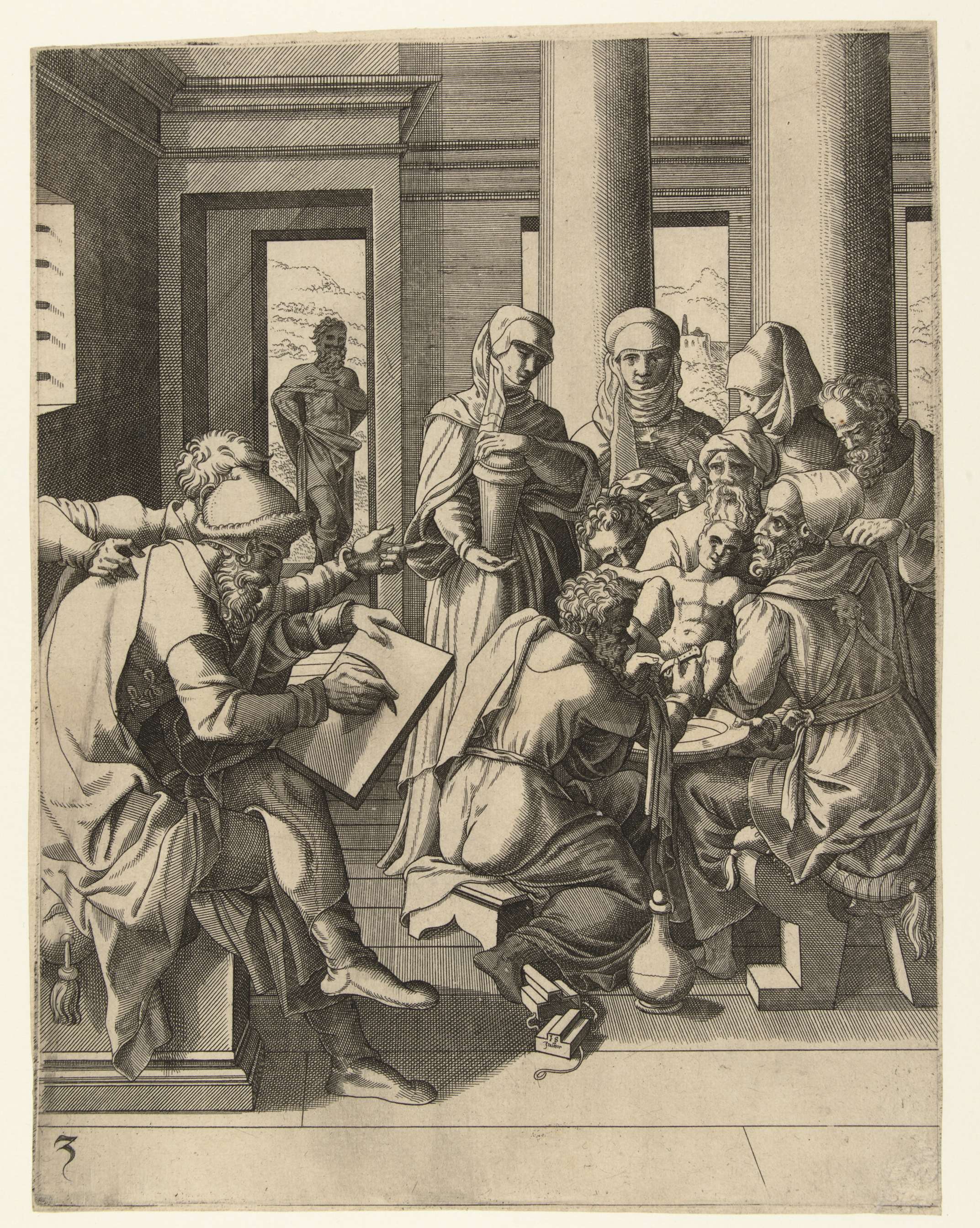 Etching by Hans Liefrinck depicting John the Baptist in a serene religious scene.