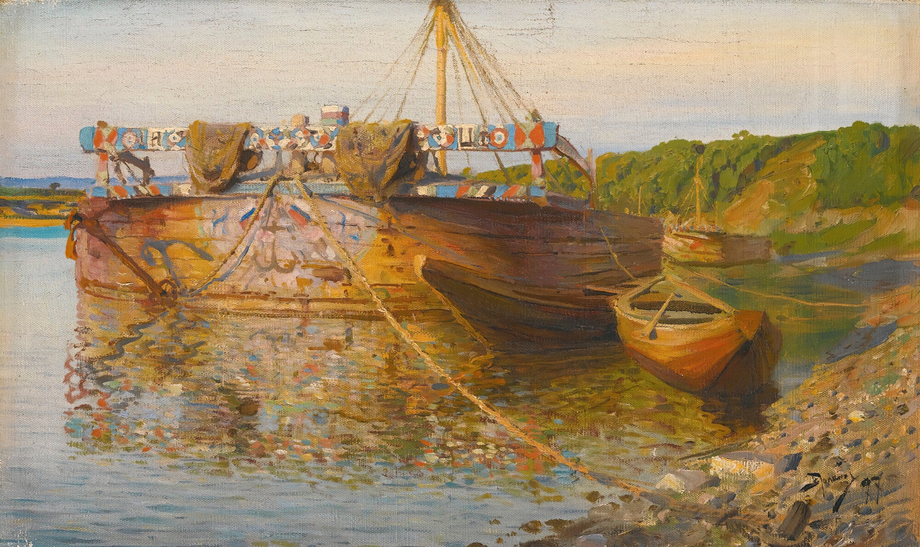 Barge on the River Oka, oil painting by Vasily Dmitrievich Polenov