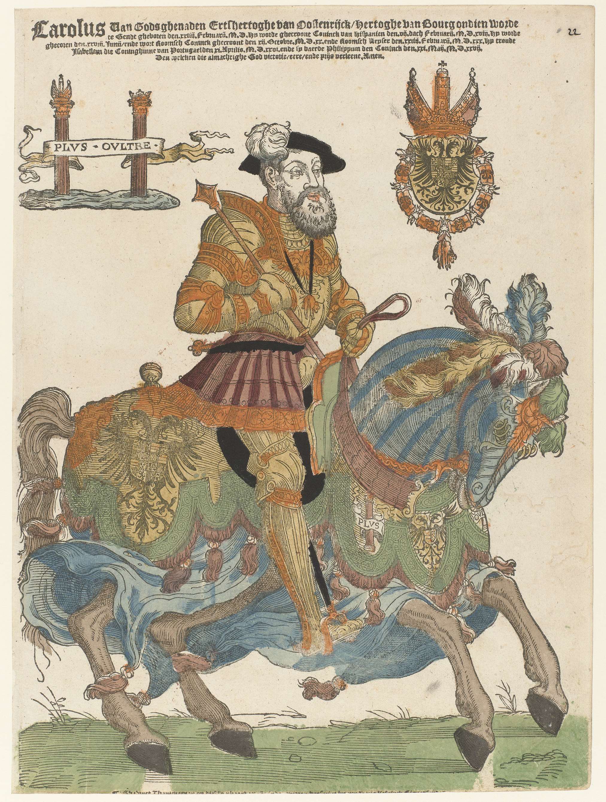 Portret van Karel V te paard, by Hans Liefrinck (I), public domain