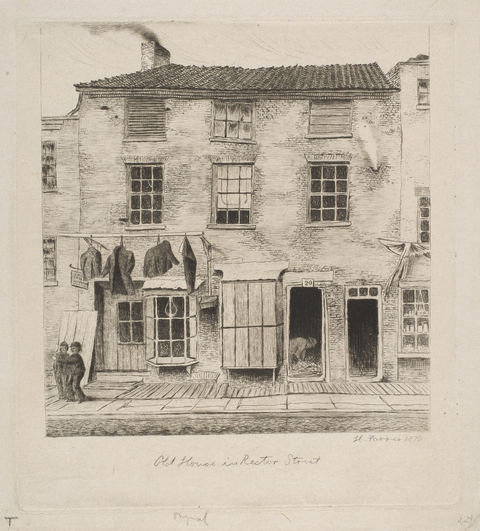 Old House in Rector Street, engraving by Henry Farrer