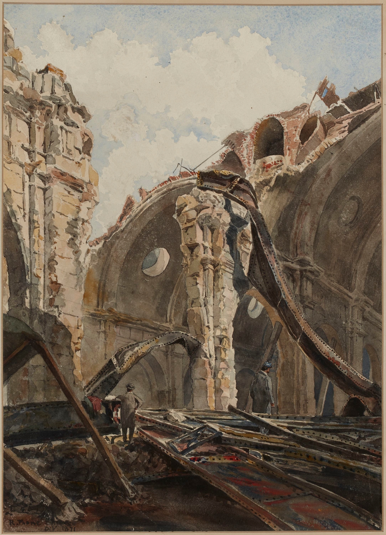 Le Palais de Justice après l’incendie de 1871, by Richard Phené Spiers, public domain