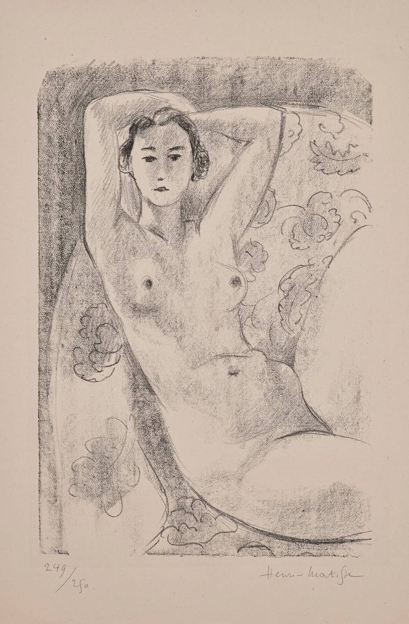 Henri Matisse's 'Nu assis dans un fauteuil au décor fleuri' features a seated nude figure against a floral background.