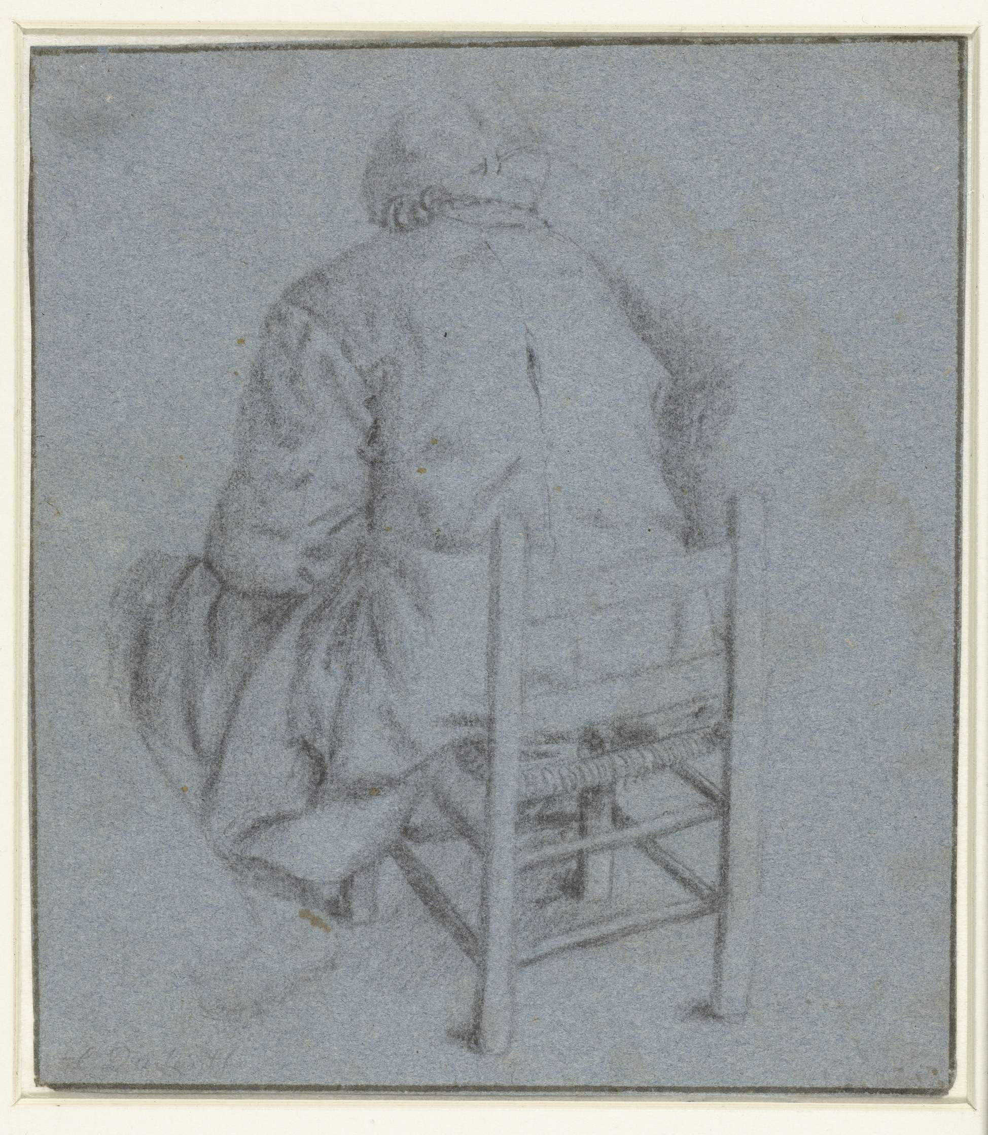 Figurative work of a figure seated on a low stool by Cornelis Dusart, paper