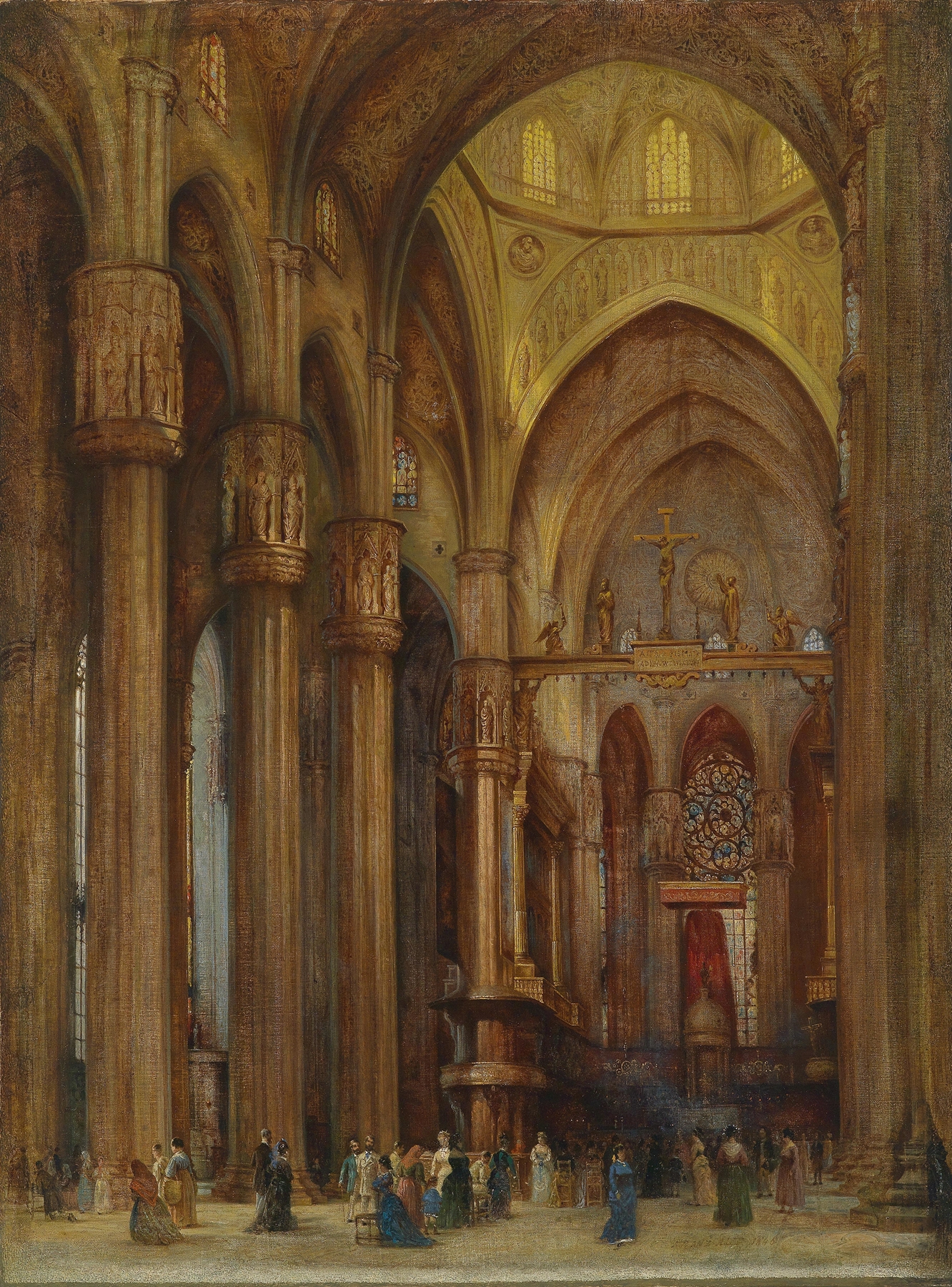 Gothic architecture of Milan Cathedral, oil painting by Franz Alt