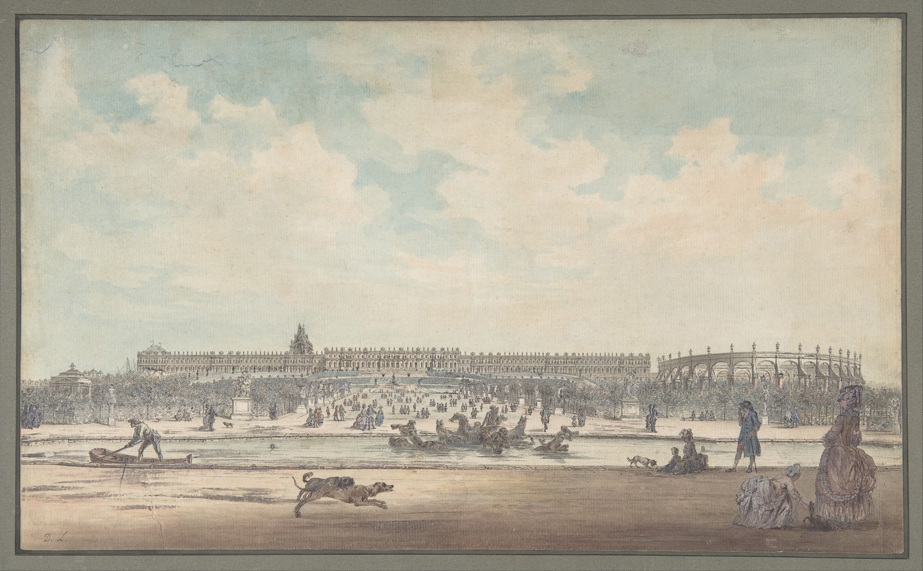 Rococo oil painting by Louis Nicolas de Lespinasse depicting the gardens of Versailles.