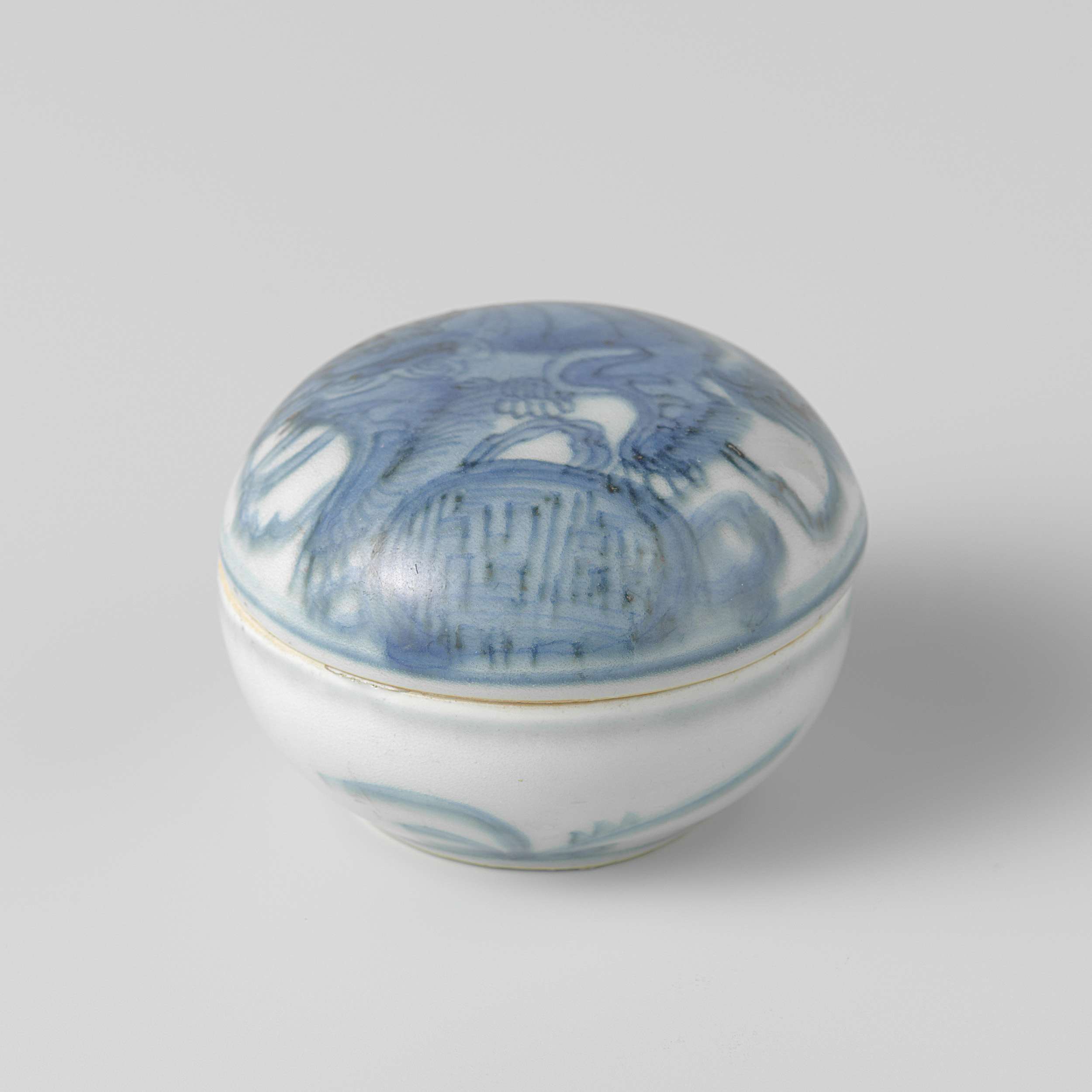 Renaissance decorative art round box with earth tones by unknown artist