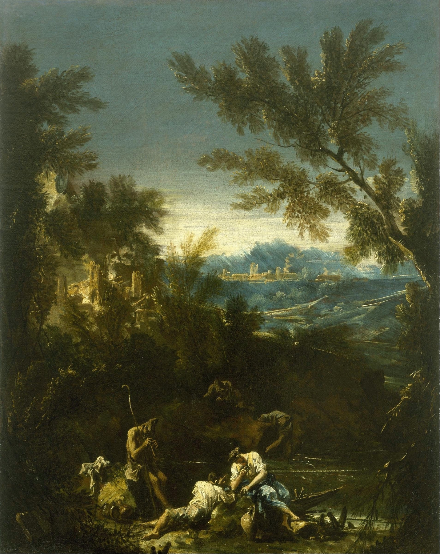 Landscape with Figures, by Alessandro Magnasco, public domain