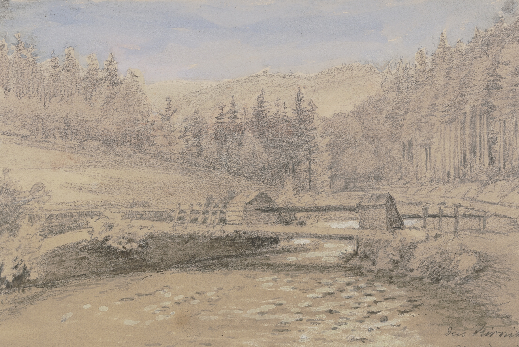Landscape with river and mountains, oil painting by Friedrich Eugen Peipers