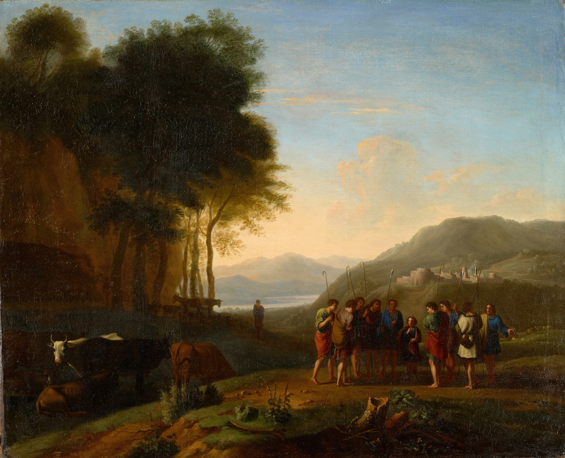 Joseph recounting his dream to his brothers, oil painting by Herman van Swanevelt