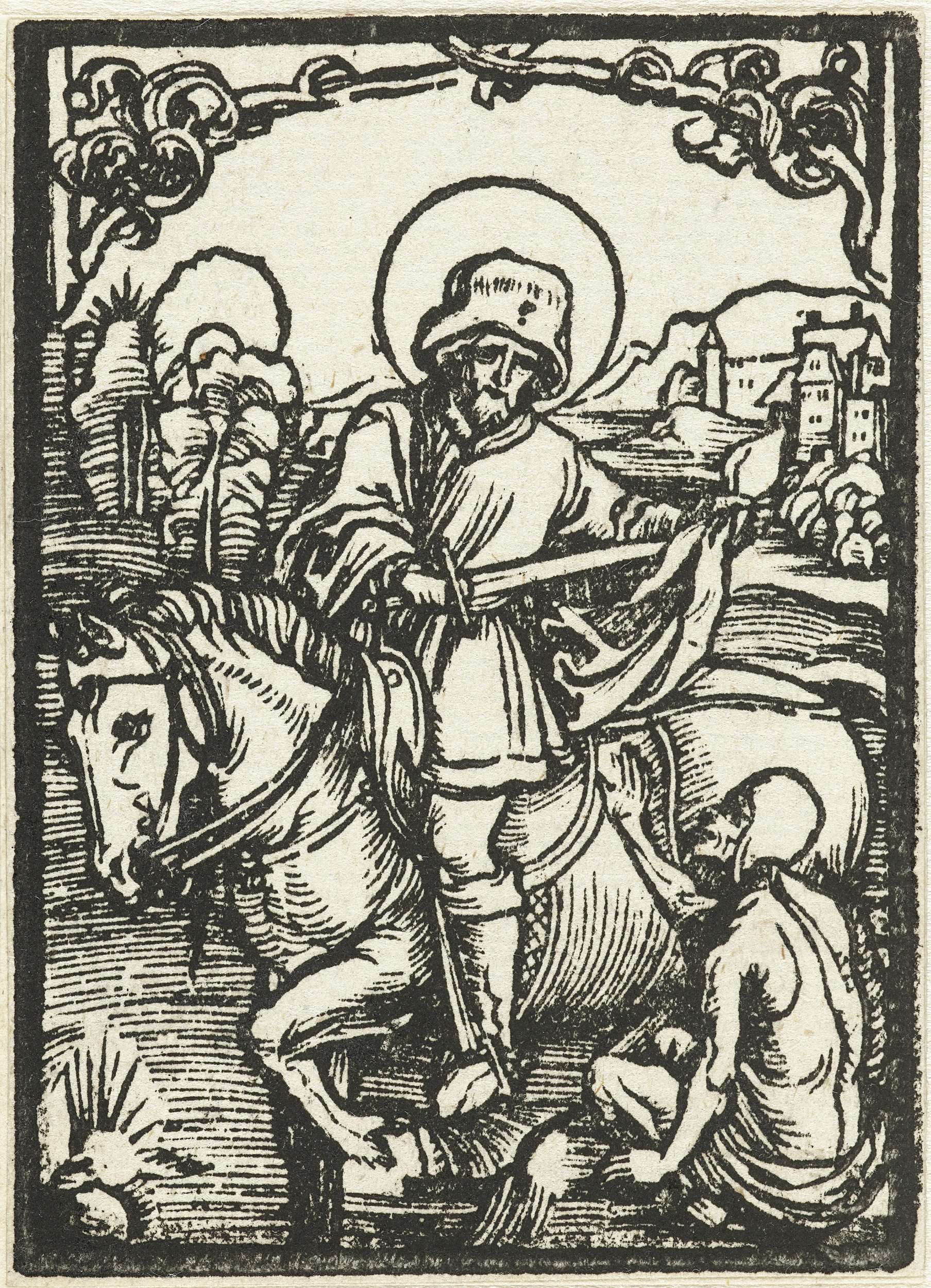 De Heilige Martinus deelt zijn mantel met een bedelaar, paper, Albrecht Dürer