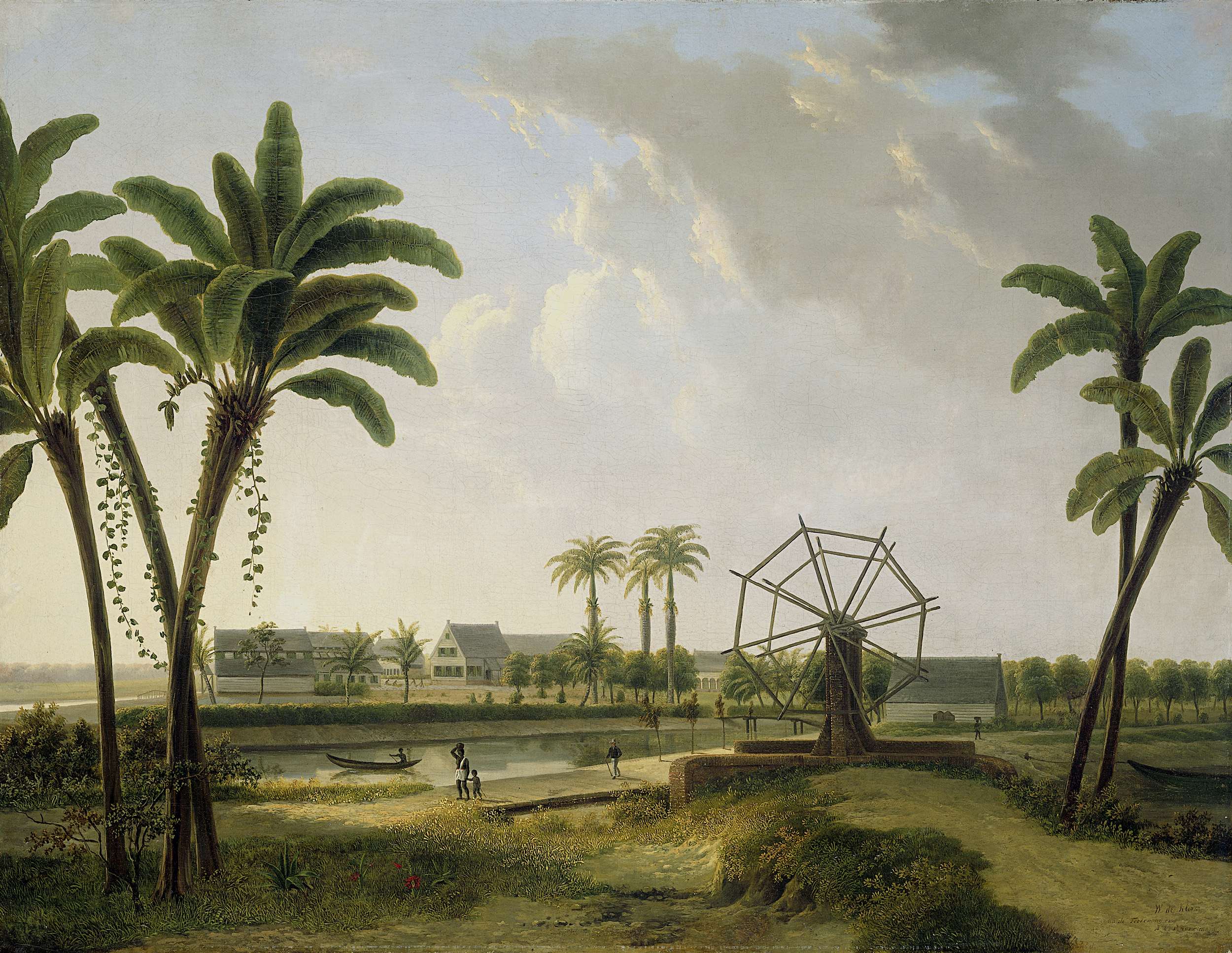 View of a coffee plantation with lush foliage, oil on canvas by Willem de Klerk