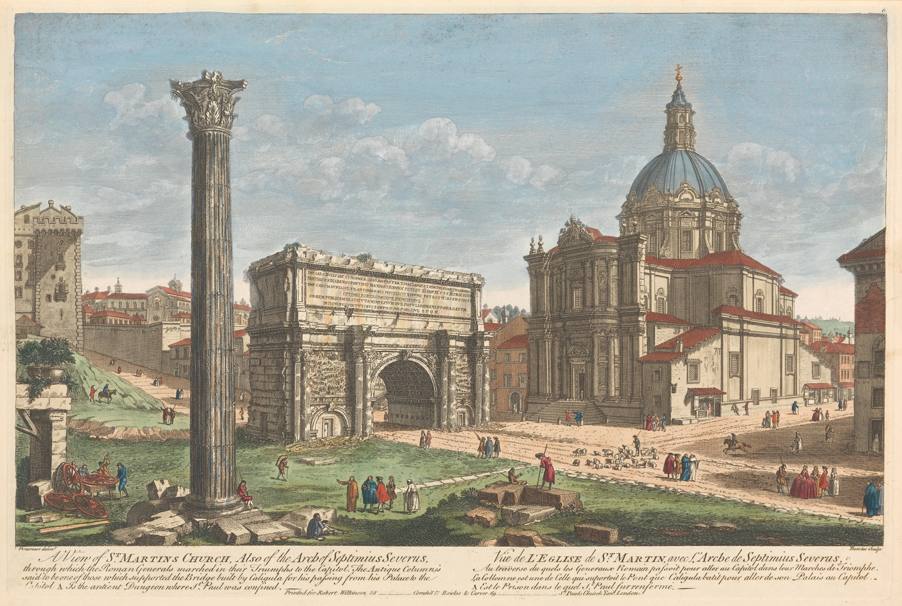 A view of St. Martin’s Church and the Arch of Septimius Severus by Thomas Bowles III, unknown medium