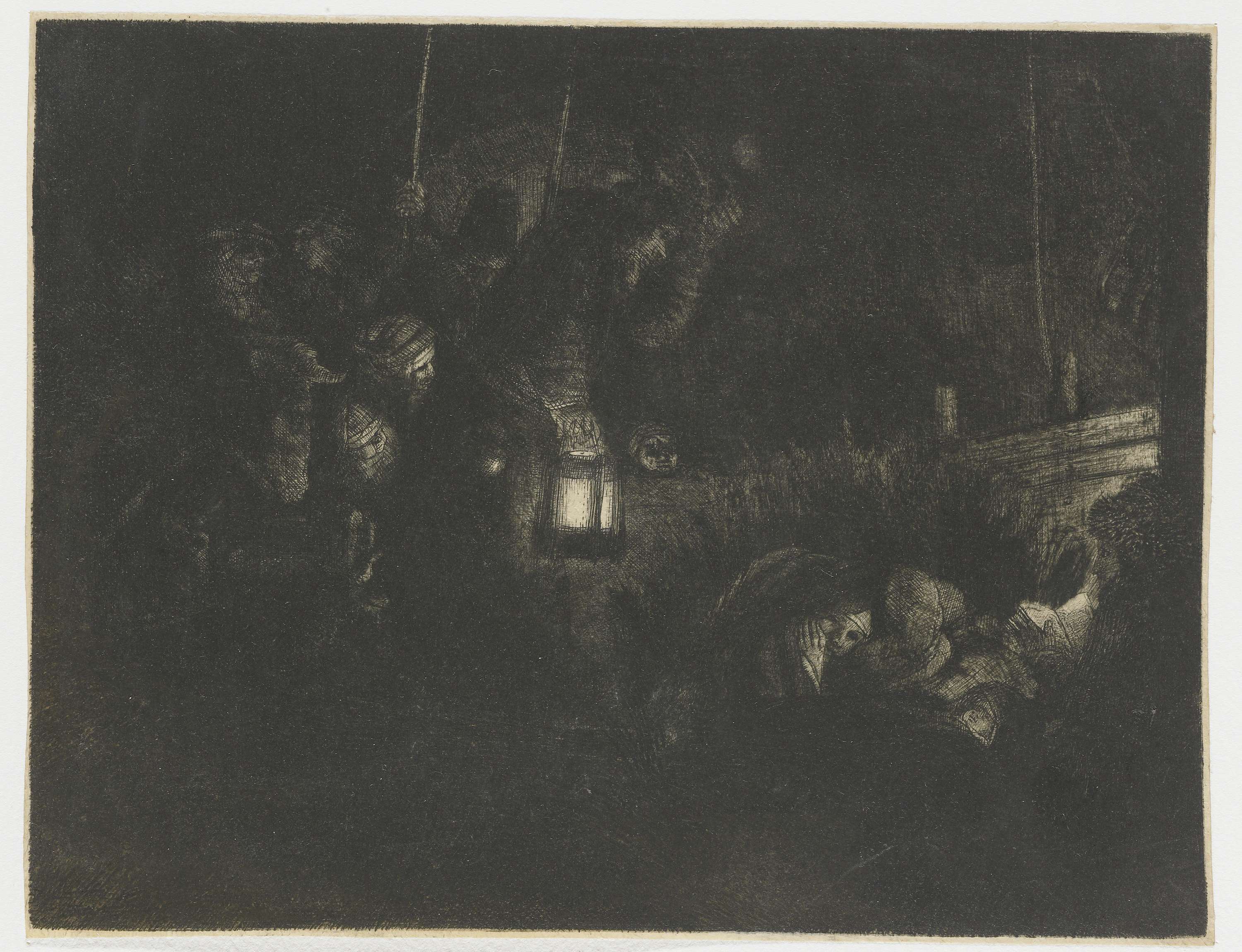 The adoration of the shepherds: a night piece, by Rembrandt van Rijn, public domain