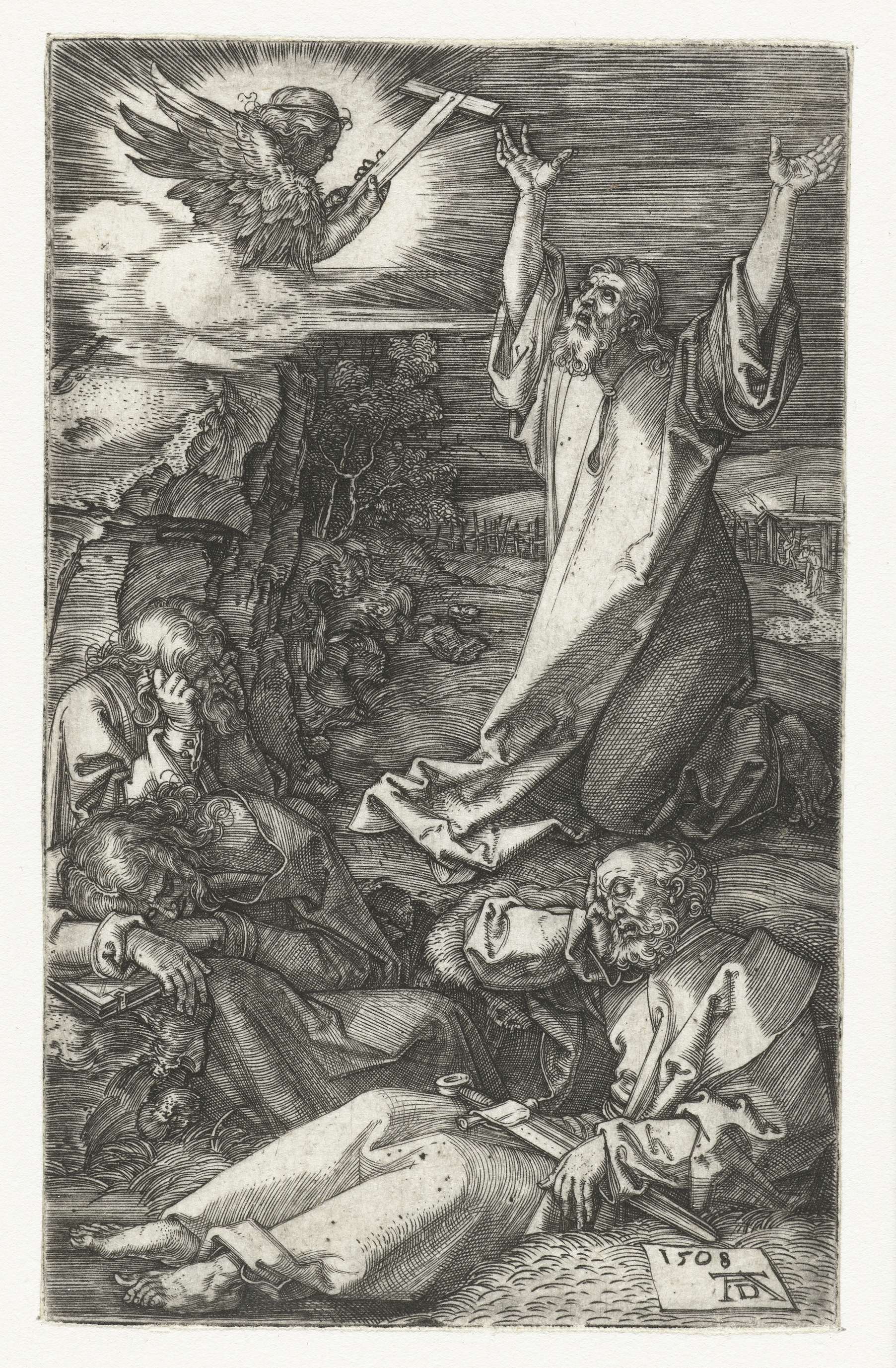 Christus op de Olijfberg, by Albrecht Dürer, public domain
