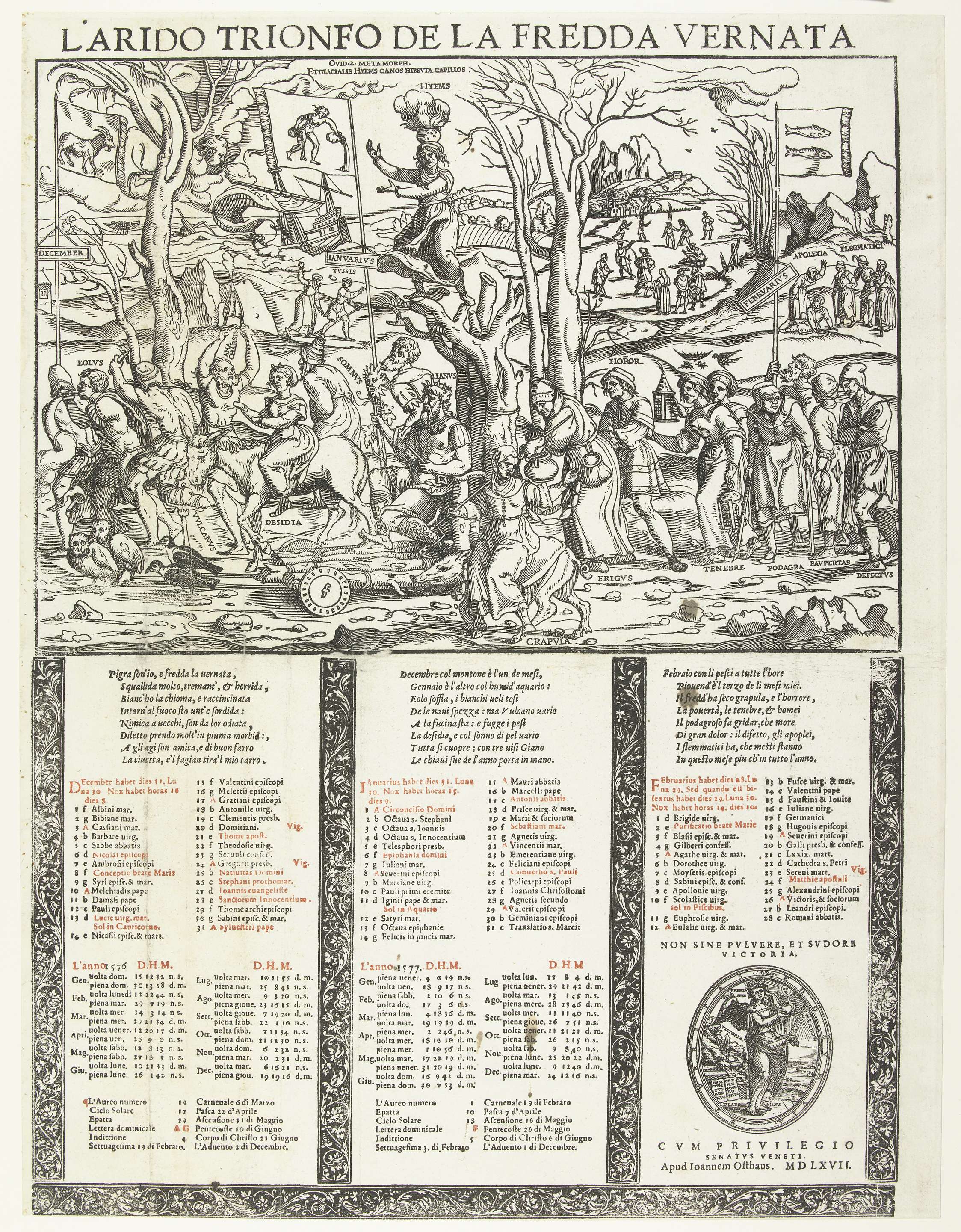 De winter, a paper artwork by unknown artist depicting a snowy landscape with frost and trees.