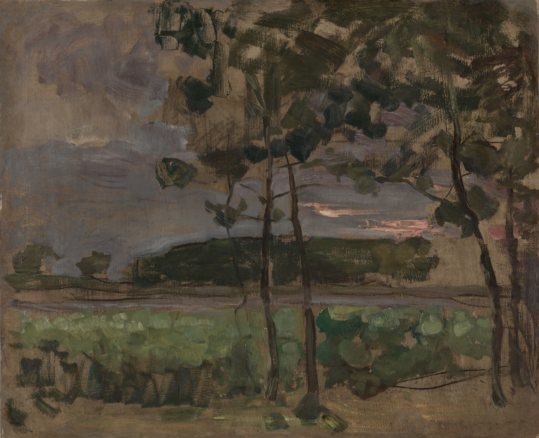 Field with Young Trees in the Foreground, by Piet Mondrian, public domain