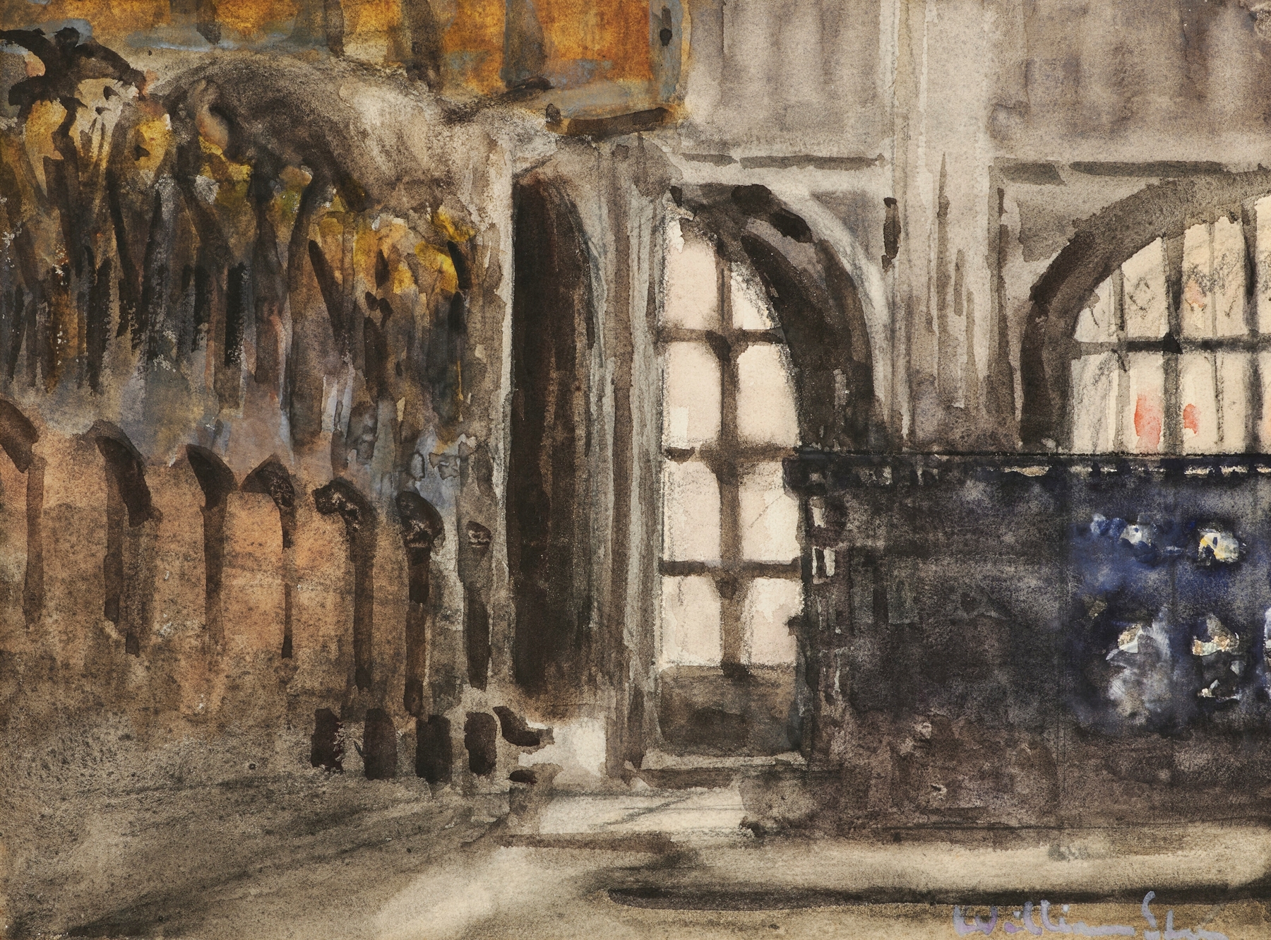 Figurative work by Sir William Eden, depicting ethereal light and a central figure.