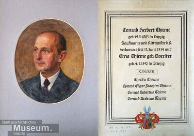Portrait of Conrad Herbert Thieme, oil on cardboard by F. Moritz
