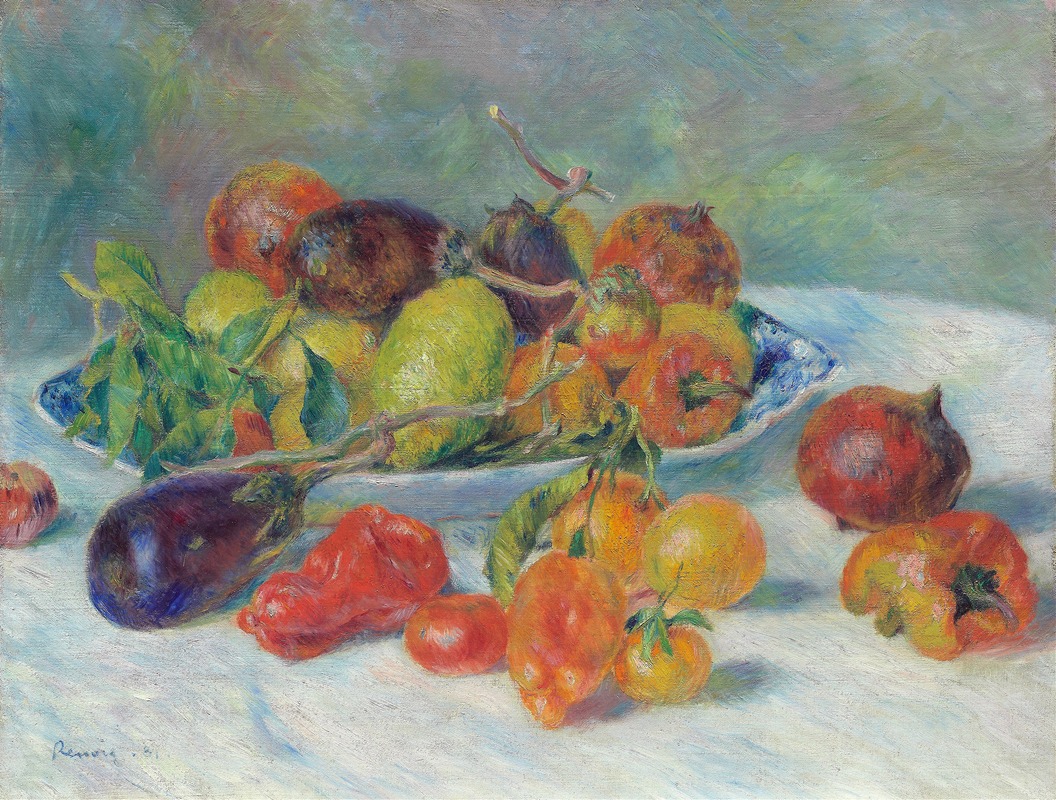 Still life of fruits, oil on canvas by Pierre-Auguste Renoir