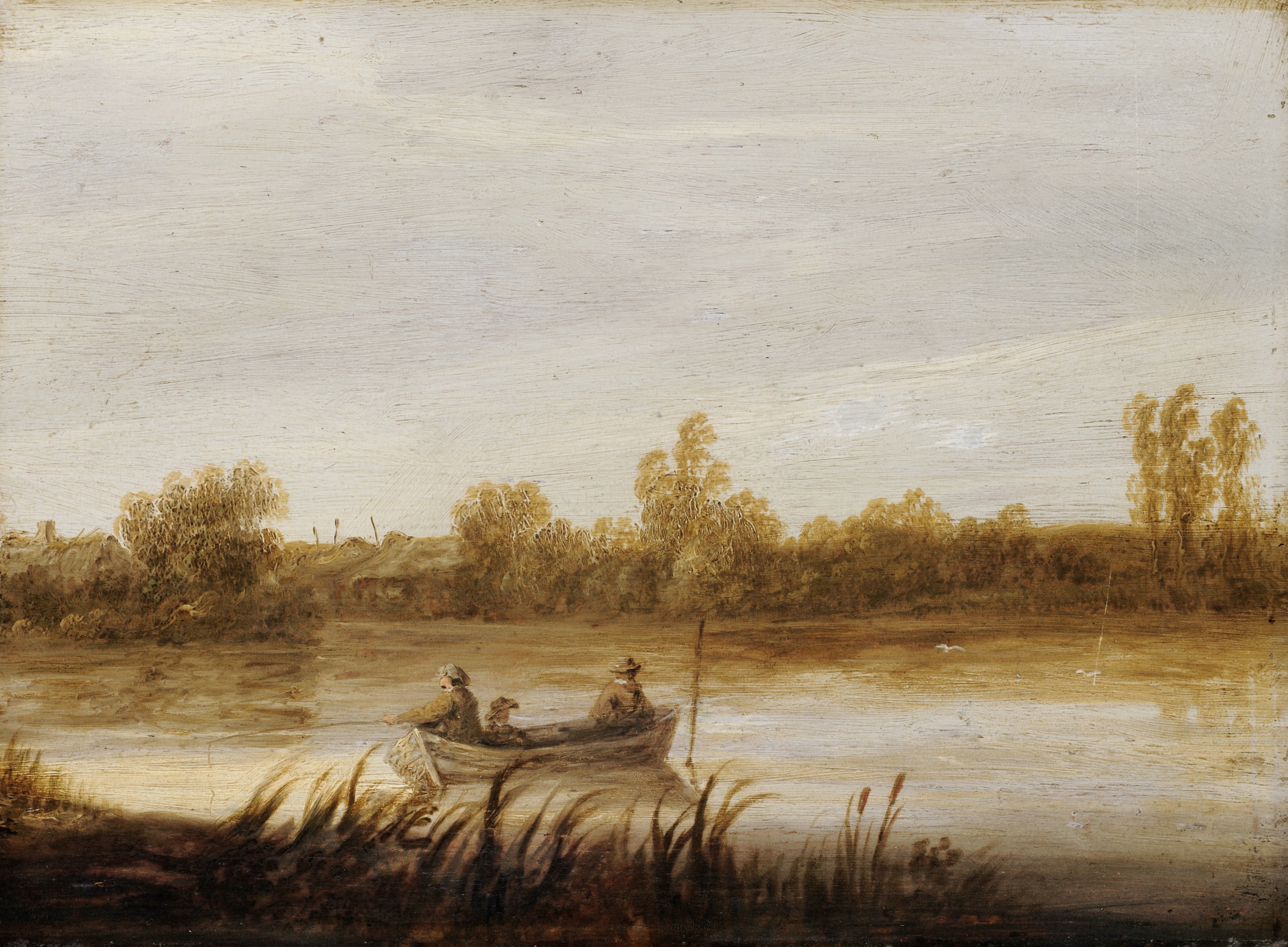 River Landscape With Fishermen In A Boat, by Aelbert Cuyp, public domain