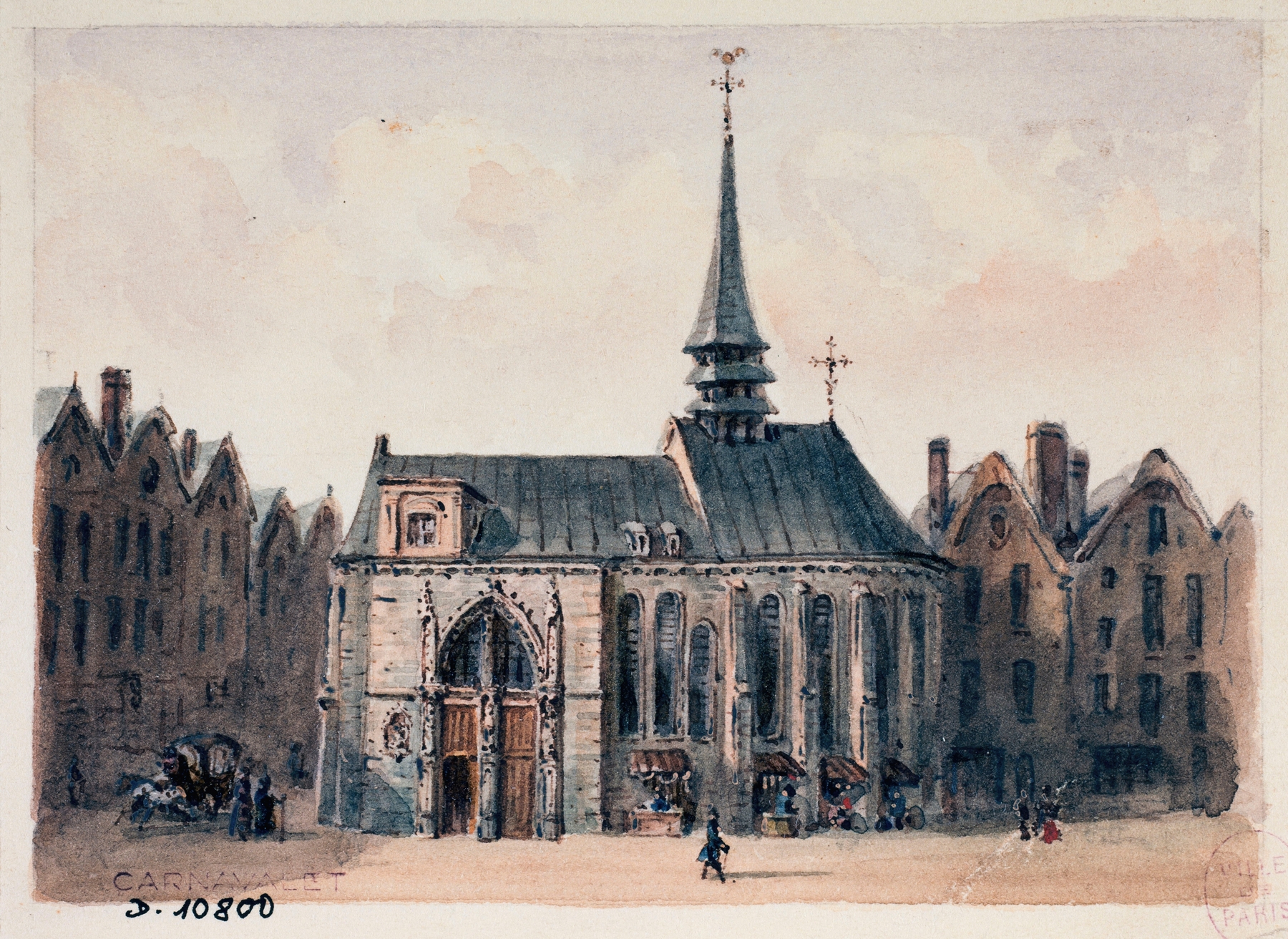 Eglise Sainte Geneviève des Ardents by Auguste-Sébastien Bénard, oil painting depicting serene church architecture.