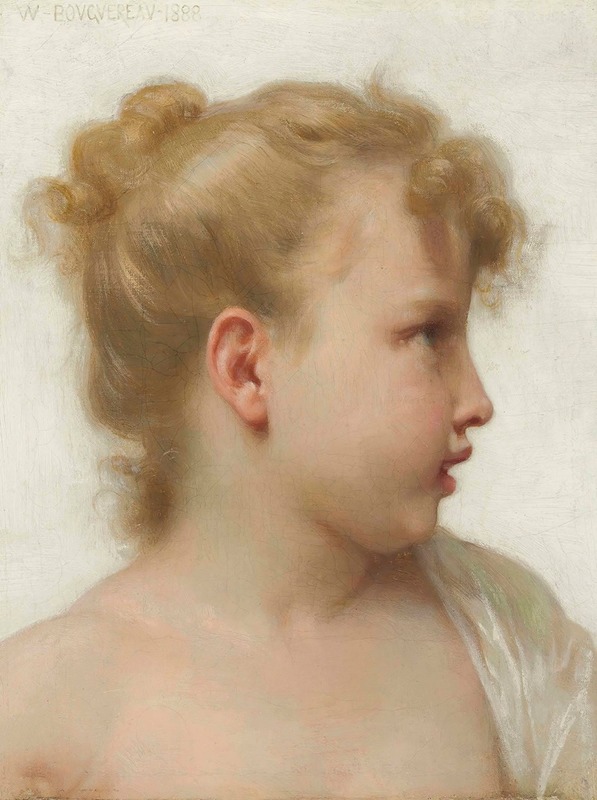 Etude; tête de petite fille (visage de profil) by William Bouguereau