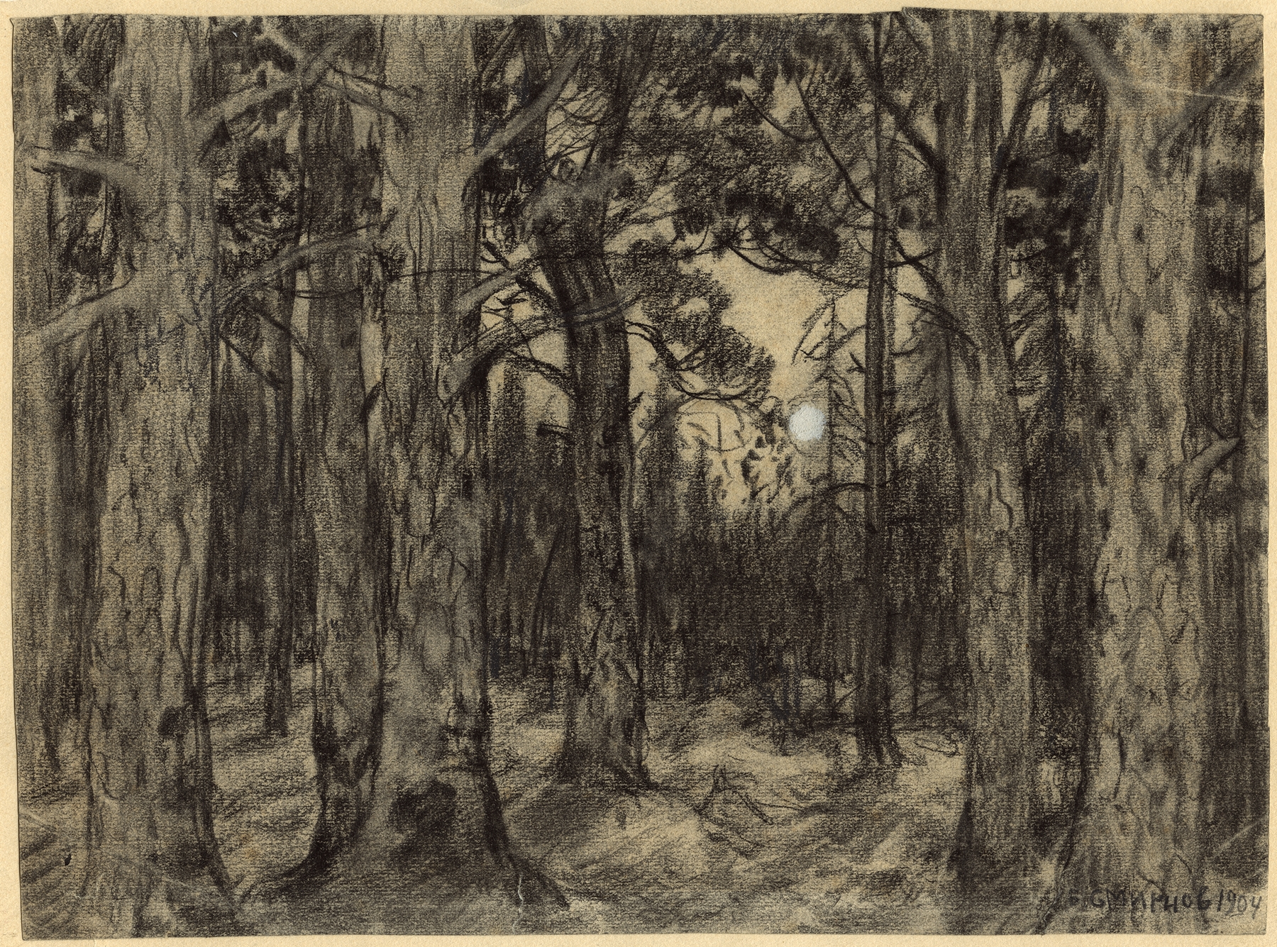 Landscape depicting a tranquil glade in the Krasnoyarsk Taiga, oil painting by Boris Vasilievich Smirnov