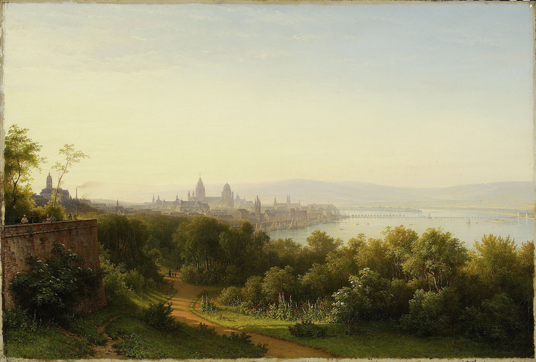 View of Mainz on the Rhine, by Carl Morgenstern, public domain