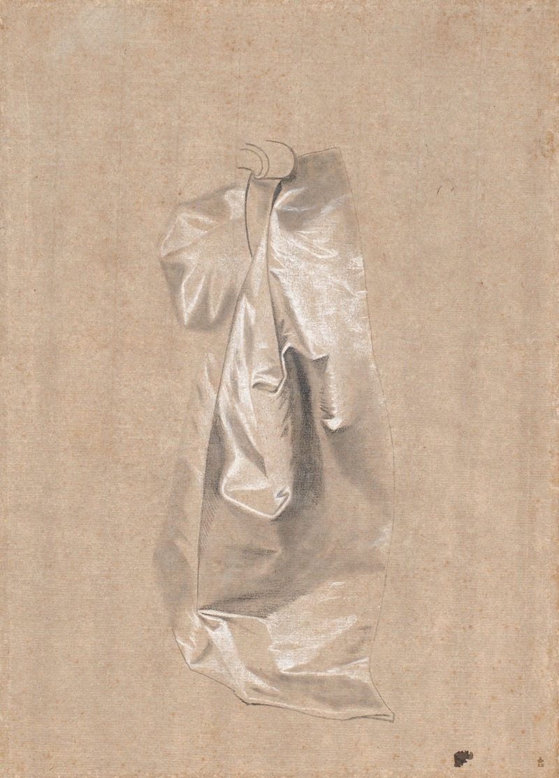 A detailed study of a silk skirt by Jens Juel.