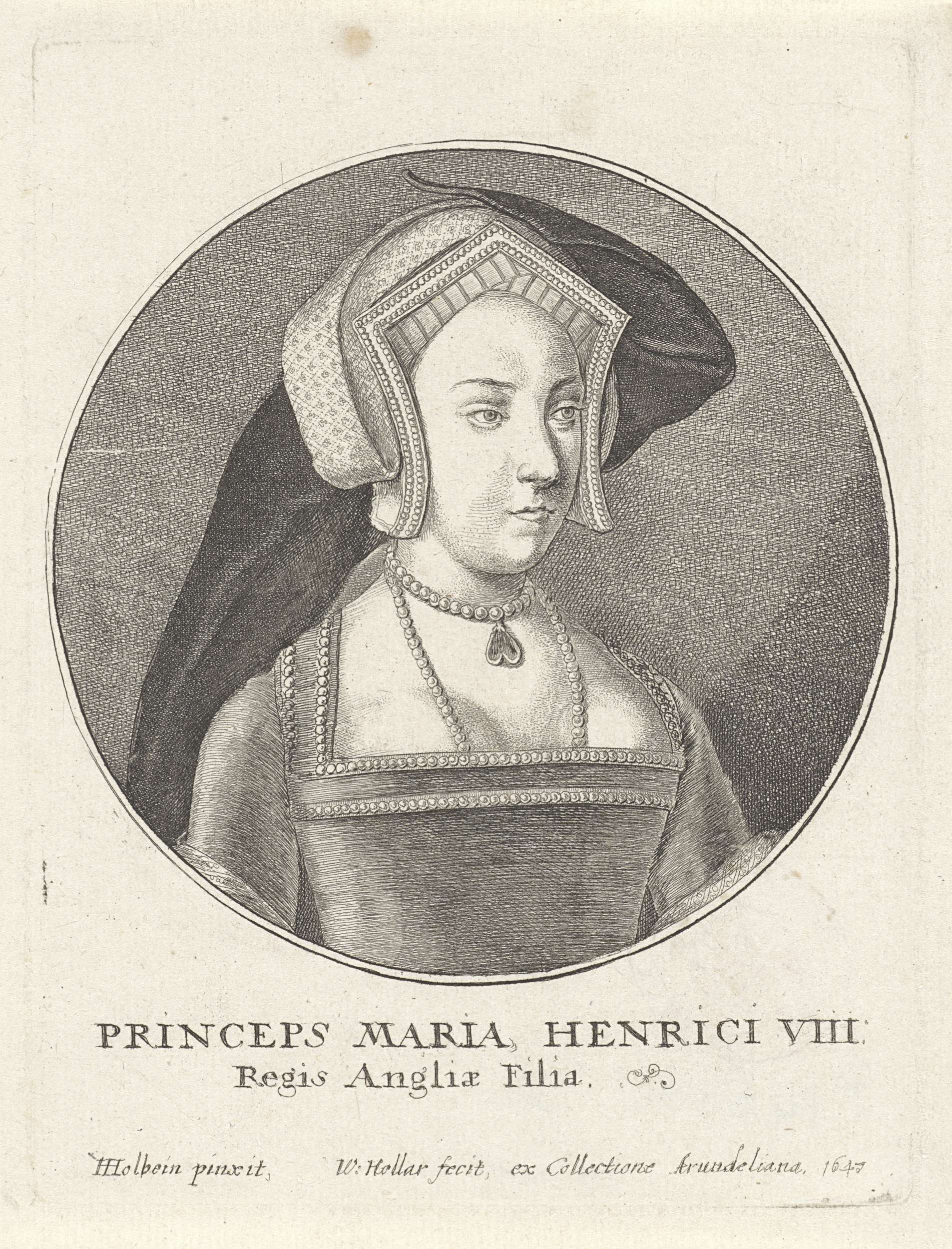 Etching of Queen Mary Tudor by Wenceslaus Hollar