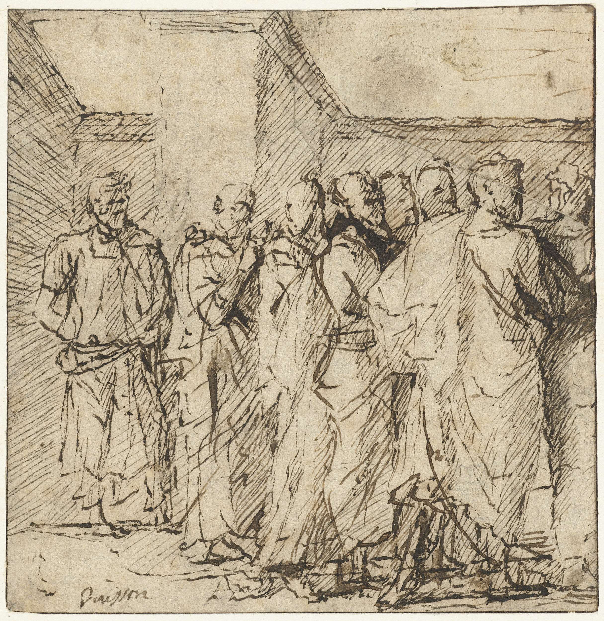 Studie voor de wijding der Apostelen, by Nicolas Poussin, public domain
