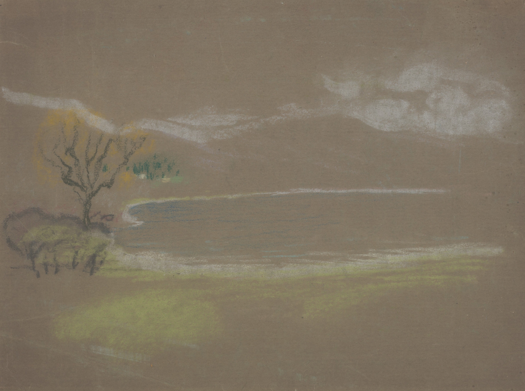 Impressionist landscape of a lake by Arthur Bowen Davies