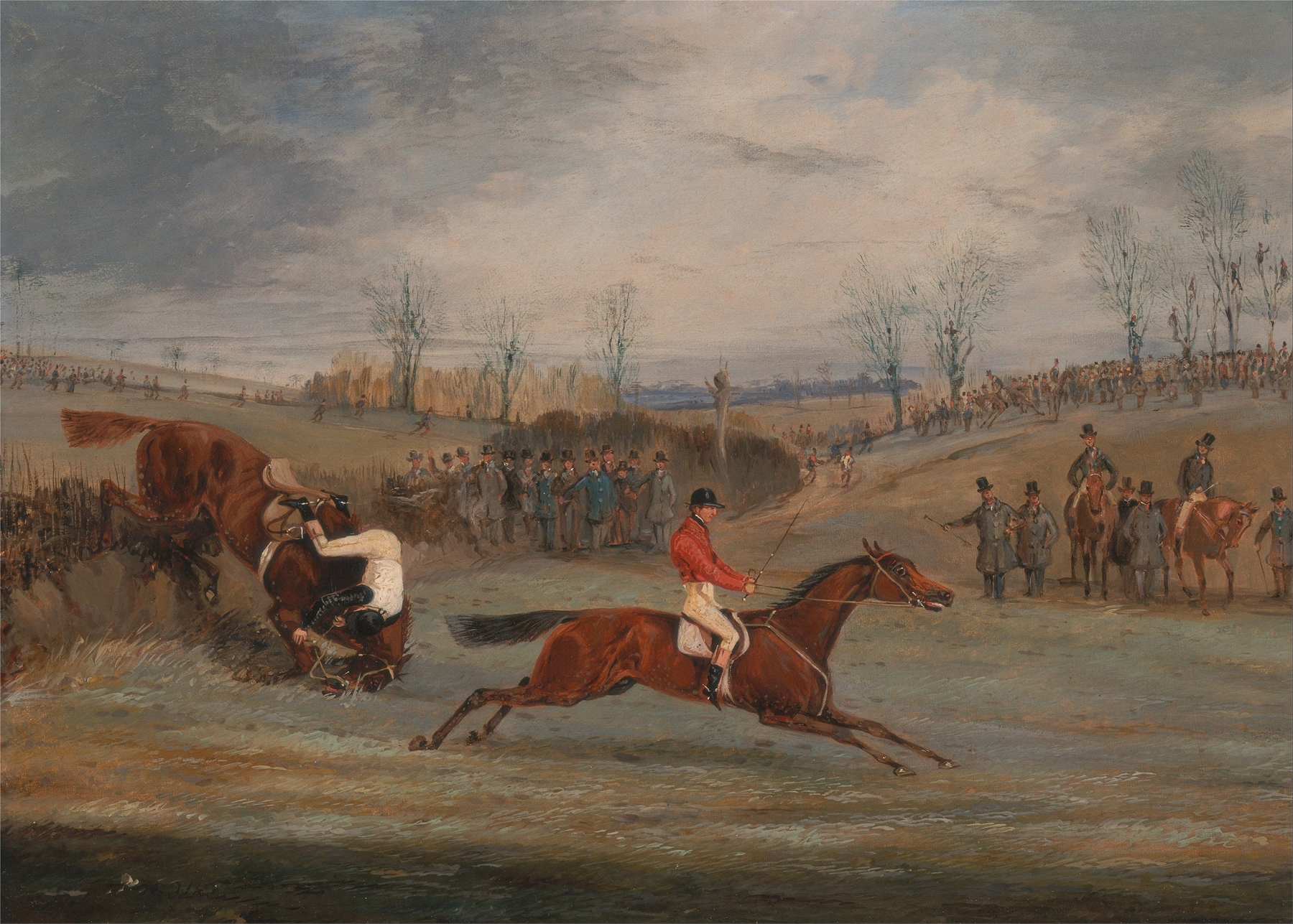 Scenes from a steeplechase: Near the Finish, by Henry Thomas Alken, public domain