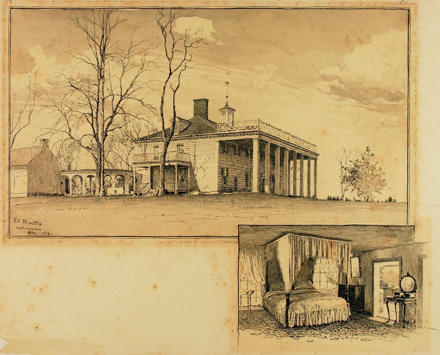 Landscape of Mount Vernon by Ernest Peixotto, oil painting