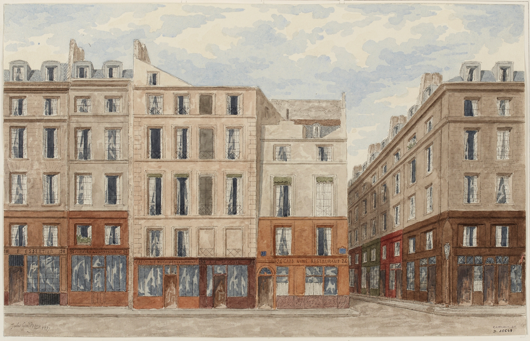 Genre scene depicting urban life in Paris by Jules Gaildrau, Impressionism